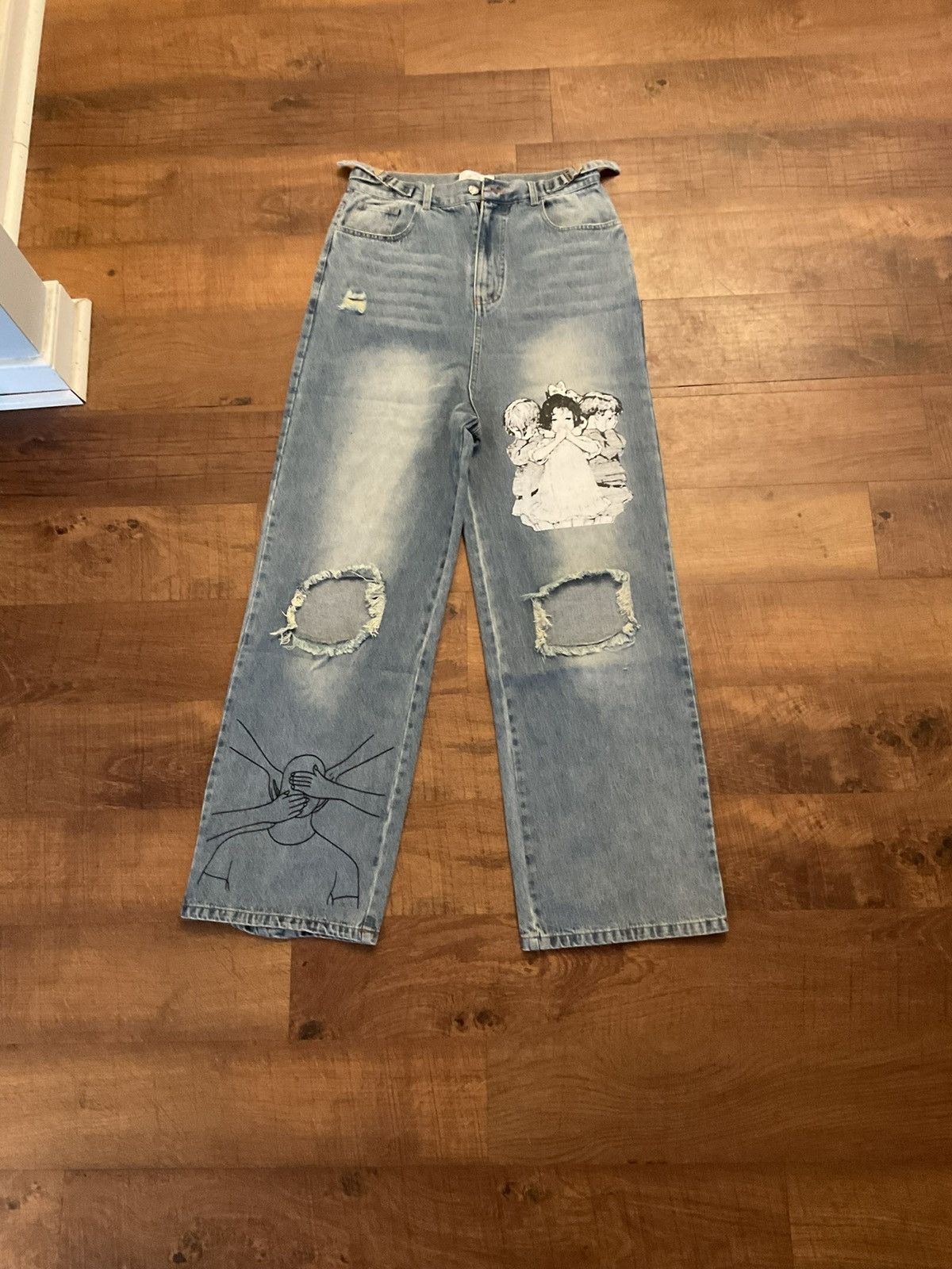 Vintage acid washed baggy jeans Size US 30 / EU 46 - 1 Thumbnail