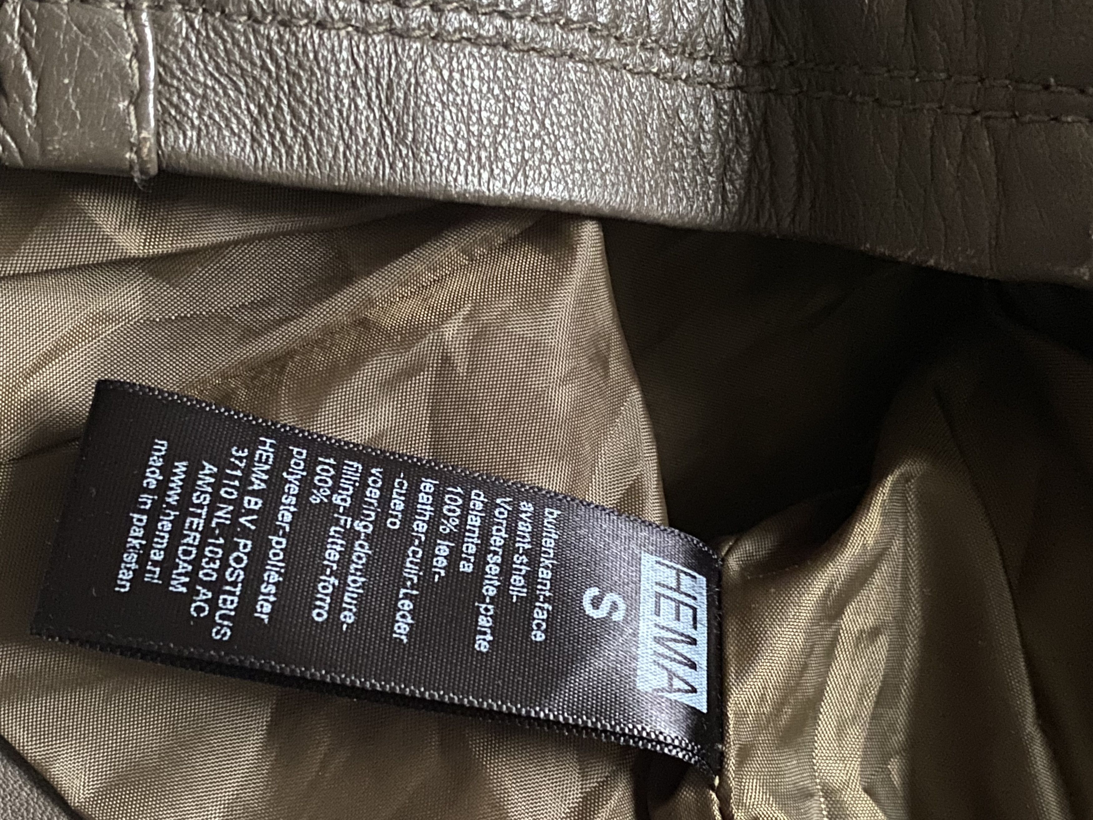 Vintage Leather Biker Jacket by HEMA – Olive Brown Size S / US 4 / IT 40 - 8 Thumbnail