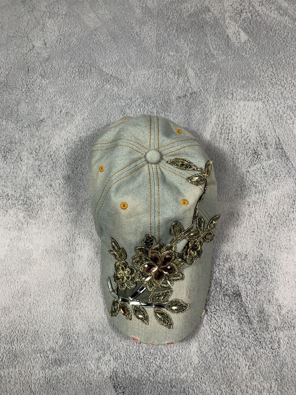 Other Vintage Y2K Rhinestones faded japan distressed jeans cap Size ONE SIZE - 4 Thumbnail