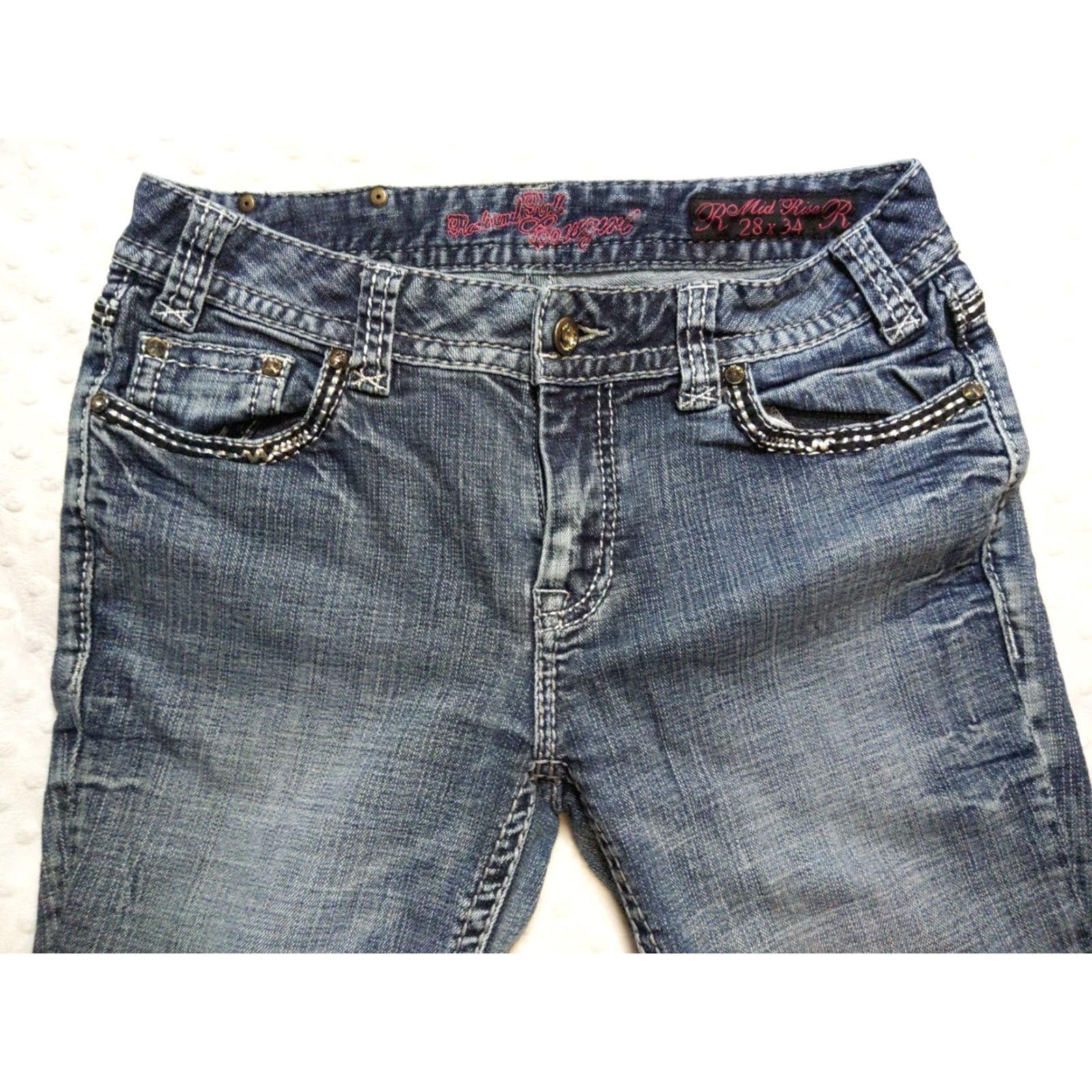 Denime Rock & Roll Cowgirl Jeans 28x34 Women Dark Wash Denim Mid Rise Western Bootcut Size 28" / US 6 / IT 42 - 4 Thumbnail