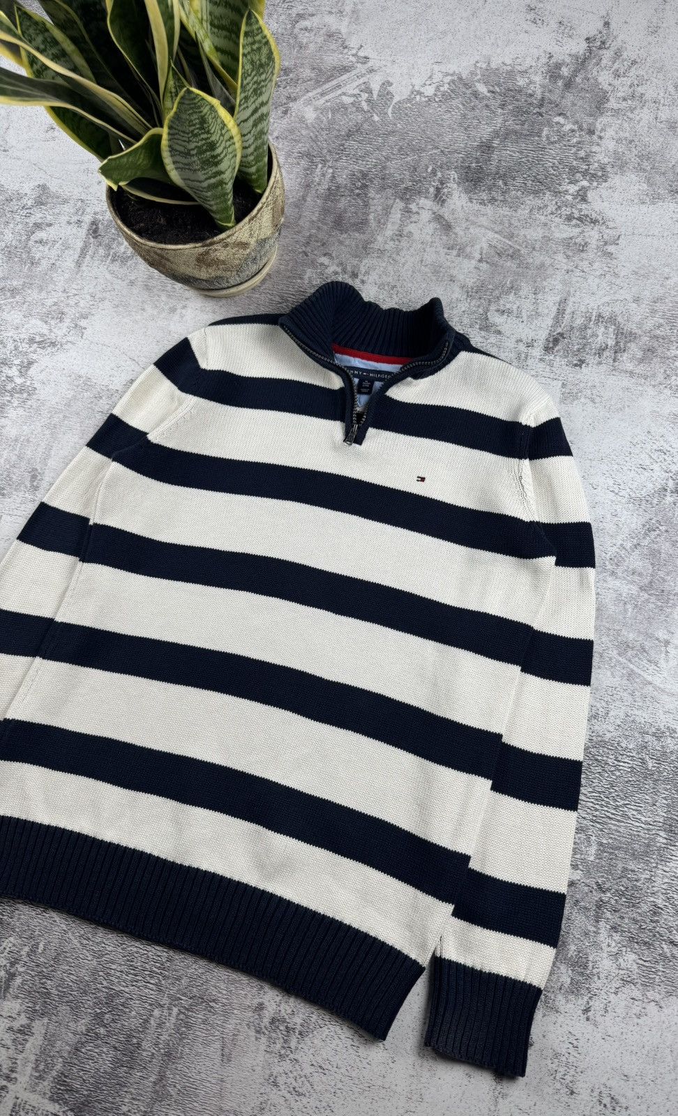 Tommy Hilfiger Tommy Hilfiger USA Striped 1/3 1/4 Varsity Sweater Pullover Size US M / EU 48-50 / 2 - 3 Thumbnail