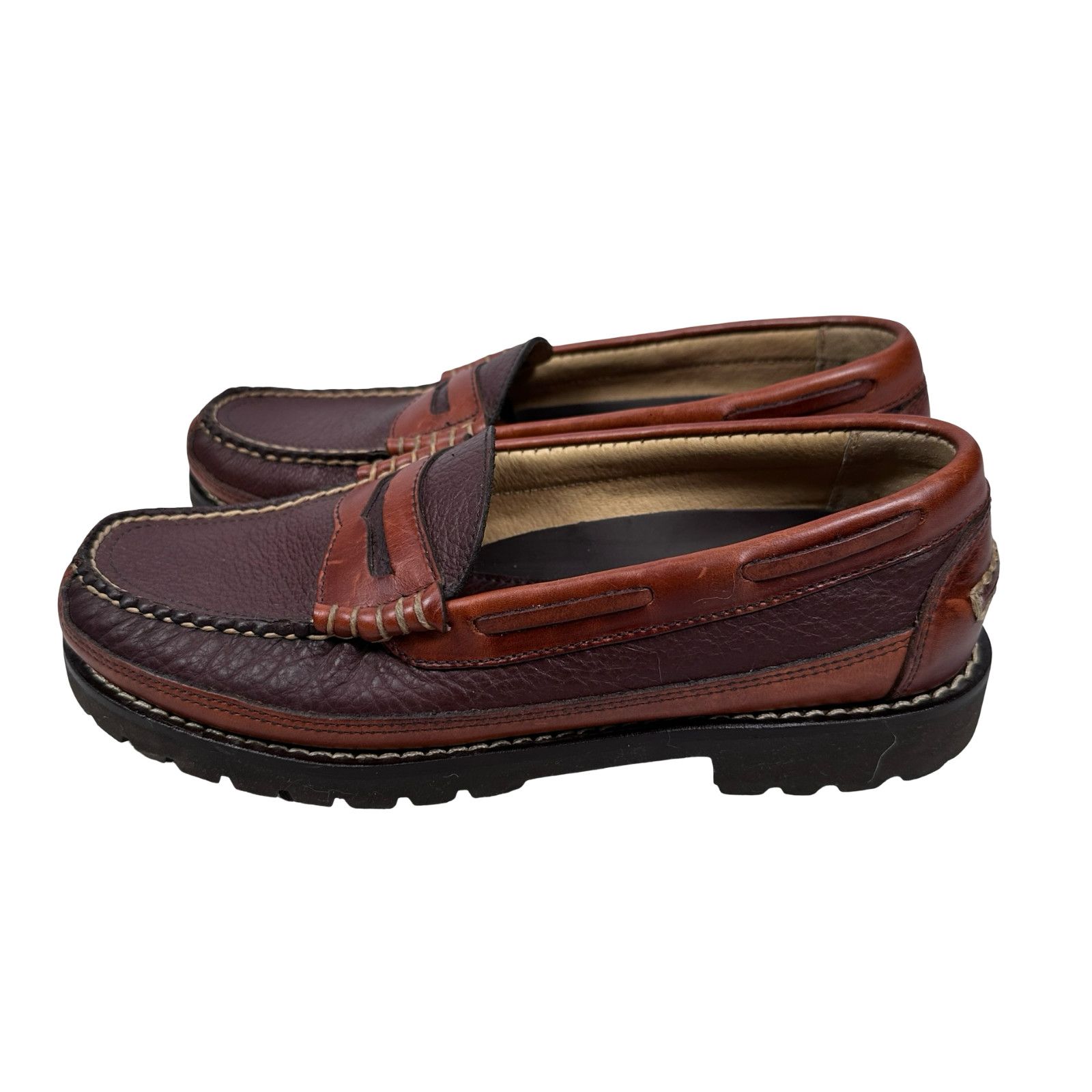 Other LL Bean Allagash Bison Loafers Men 7.5 D Brown Leather Shoes Size US 7.5 / EU 40-41 - 3 Thumbnail