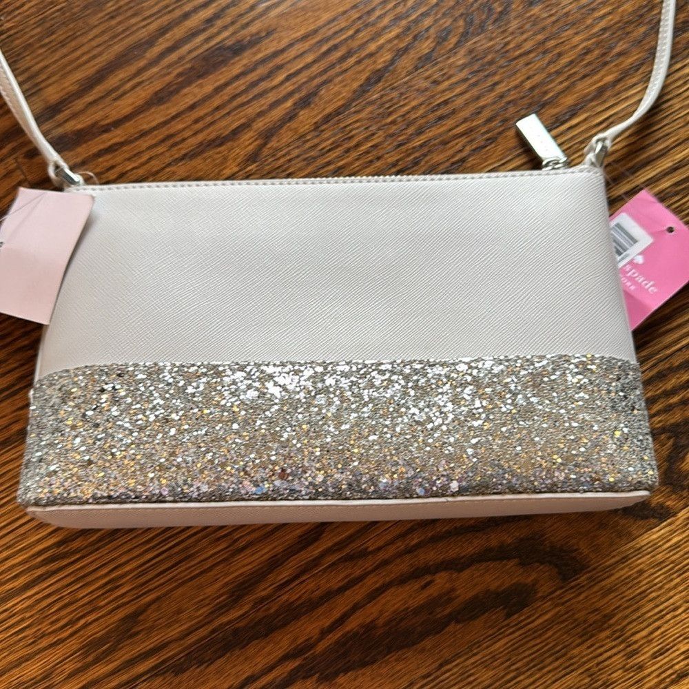 Kate Spade Kate Spade light gray flash glitter crossbody bag. Zipper c Size ONE SIZE - 5 Thumbnail