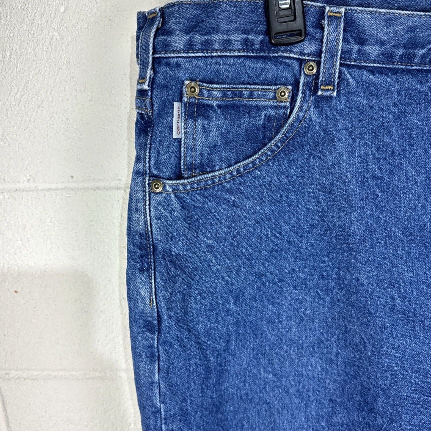 Carhartt VINTAGE Carhartt Jeans B17 DST Men 40x34 Medium Wash 36 Inseam 5-Pocket Logo Zipper Button Relaxed Std Straight Mens Size US 40 / EU 56 - 3 Thumbnail