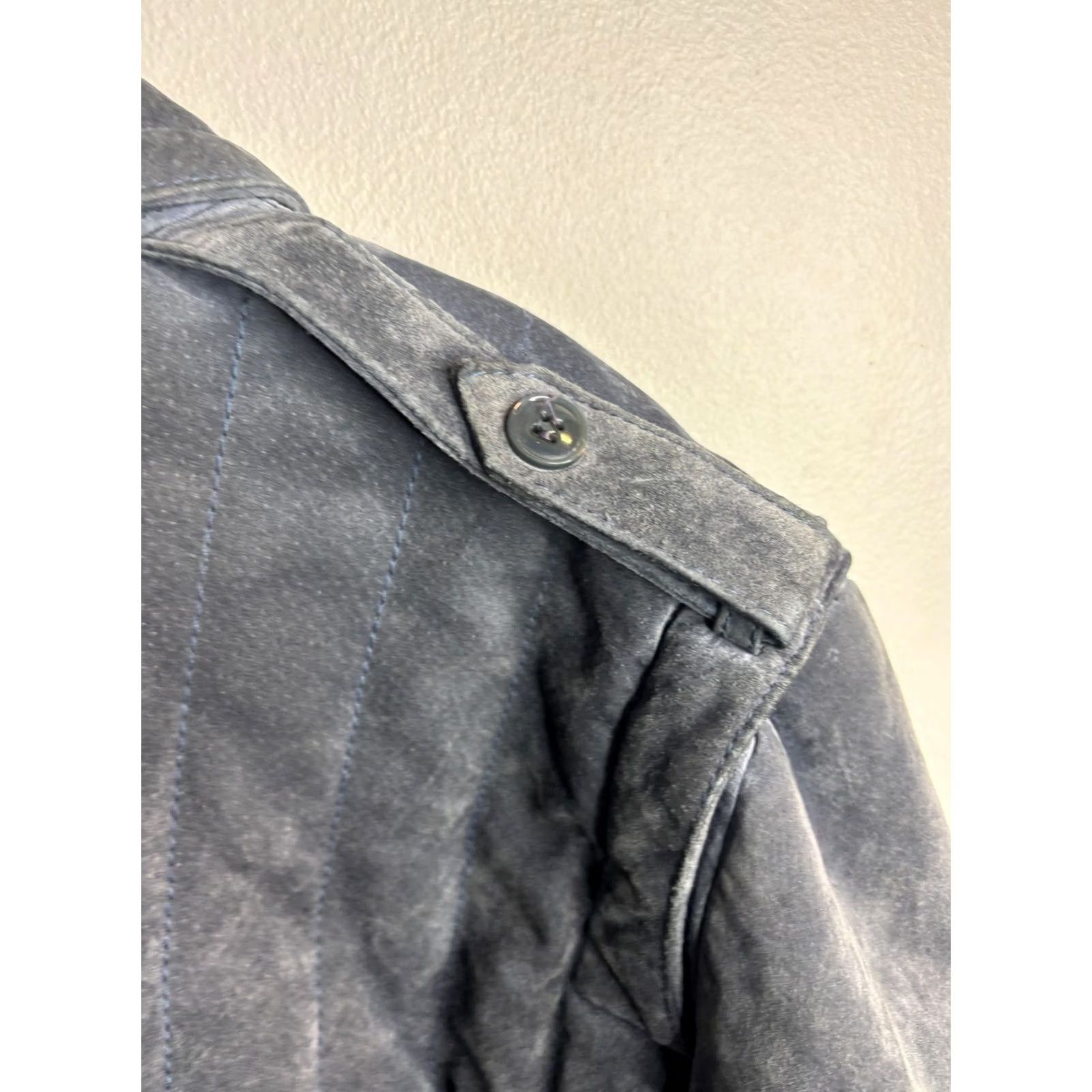 Vintage Wilsons Suede Leather Jacket Mens 46 Blue Quilted Bomber Epaulet Zip Lined Size US S / EU 44-46 / 1 - 5 Thumbnail