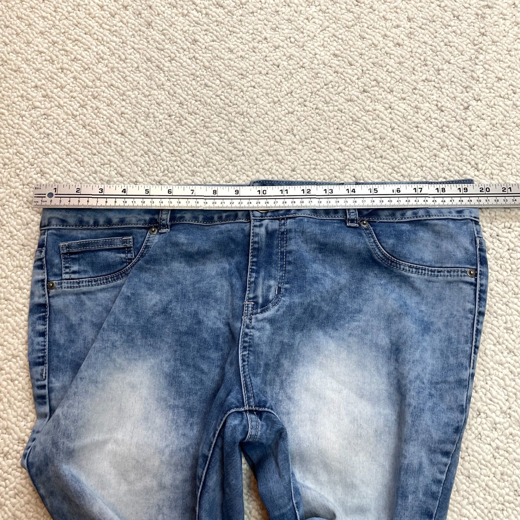 Denime Blue Savvy Jeans Womens 16 Denim Stone Washed Stretch Two Button Mid Rise 39x26 5-Pocket Design Size 38" / US 16 / IT 52 - 5 Thumbnail
