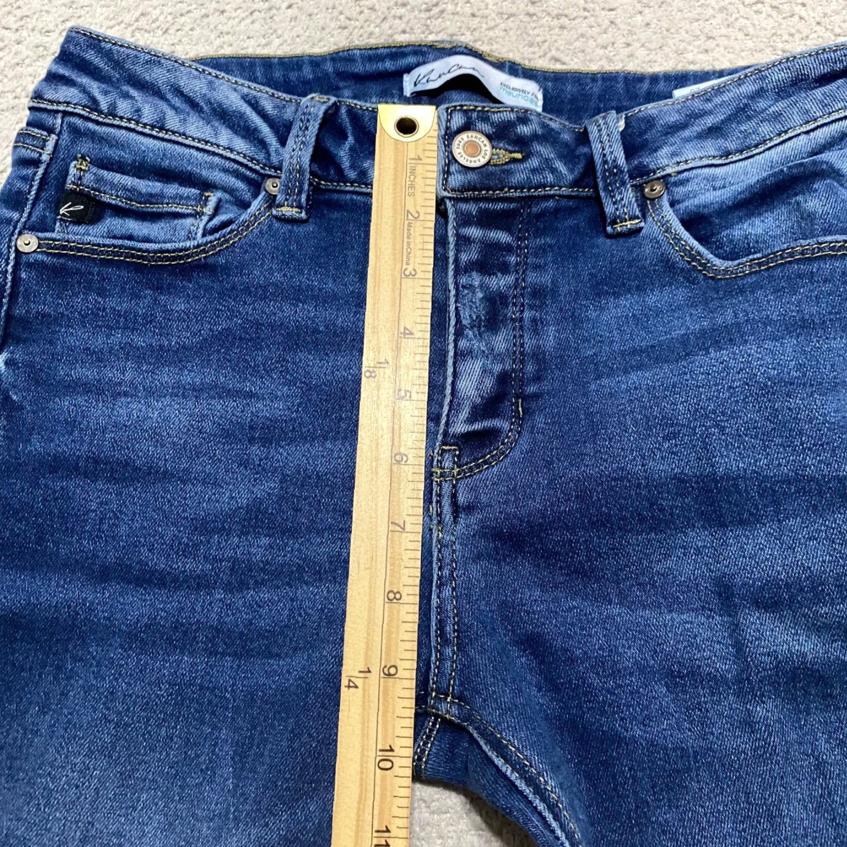 Vintage Kancan Jeans Blue Denim Dark Wash Skinny Leg Mid Rise Button Fly Womens Size 28 Maternity? Size 28" / US 6 / IT 42 - 7 Thumbnail