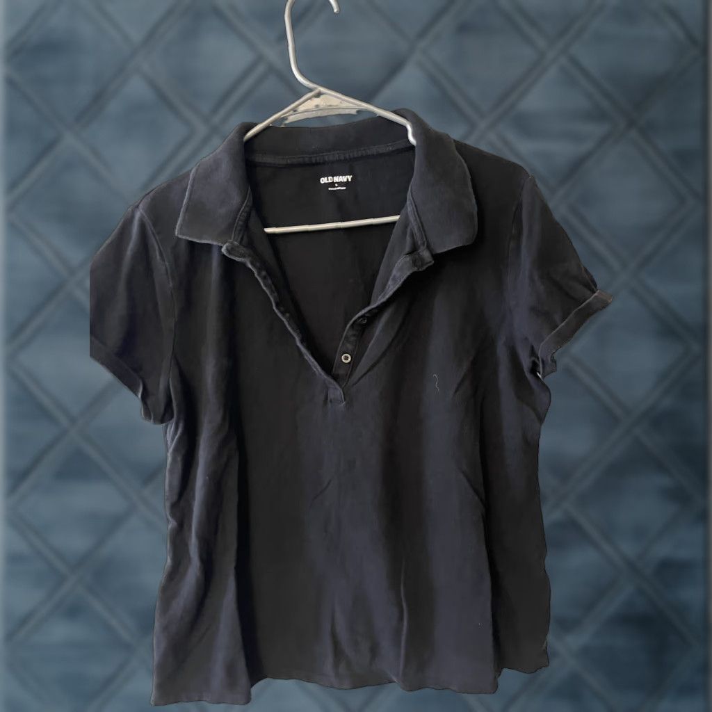 Old Navy Old Navy Polo Top Womens L Black Short Sleeve Shirt Polo Size L / US 10 / IT 46 - 1 Thumbnail