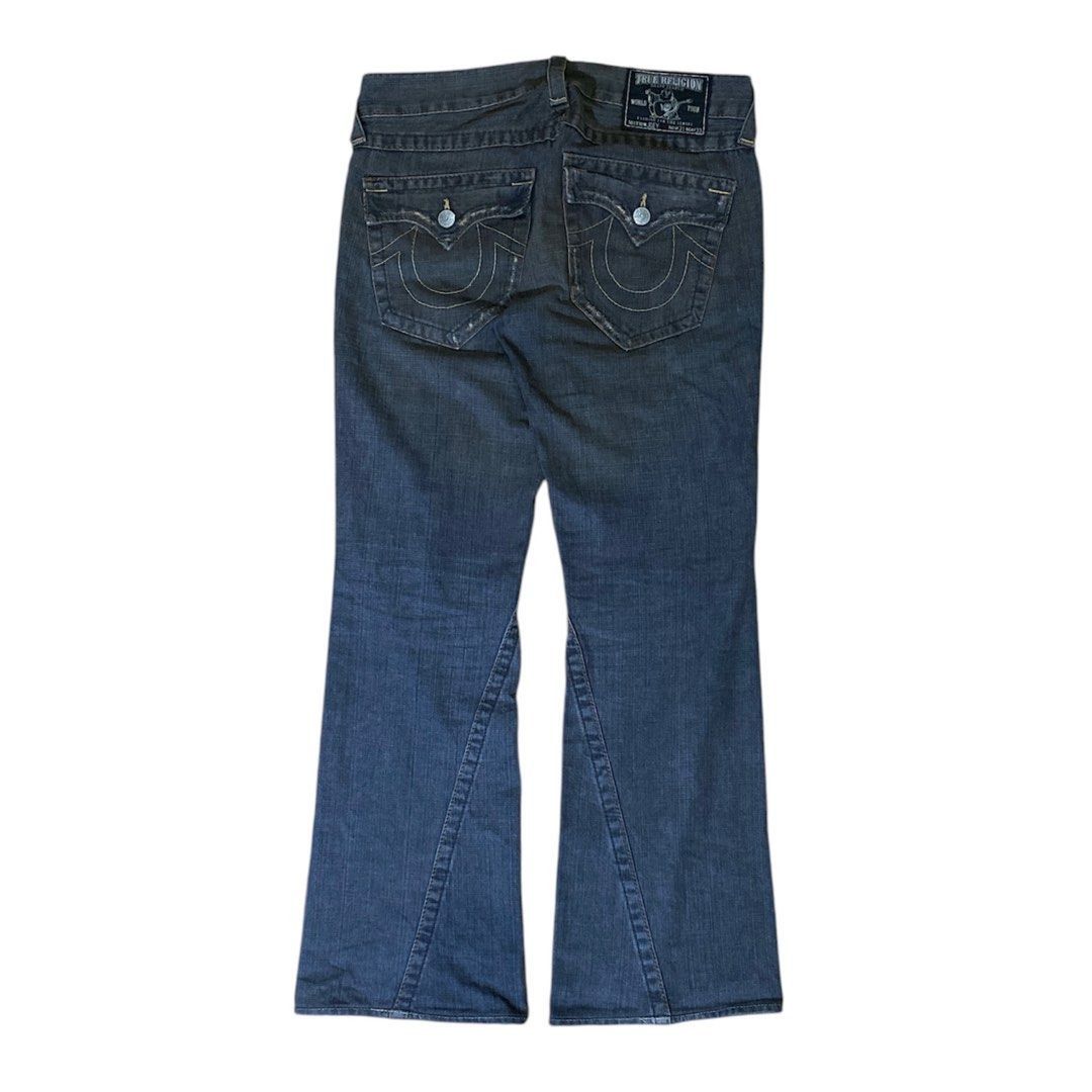 If Six Was Nine Vintage True Religion Joey Distressed Denim Flared Jeans Size US 35 - 1 Thumbnail
