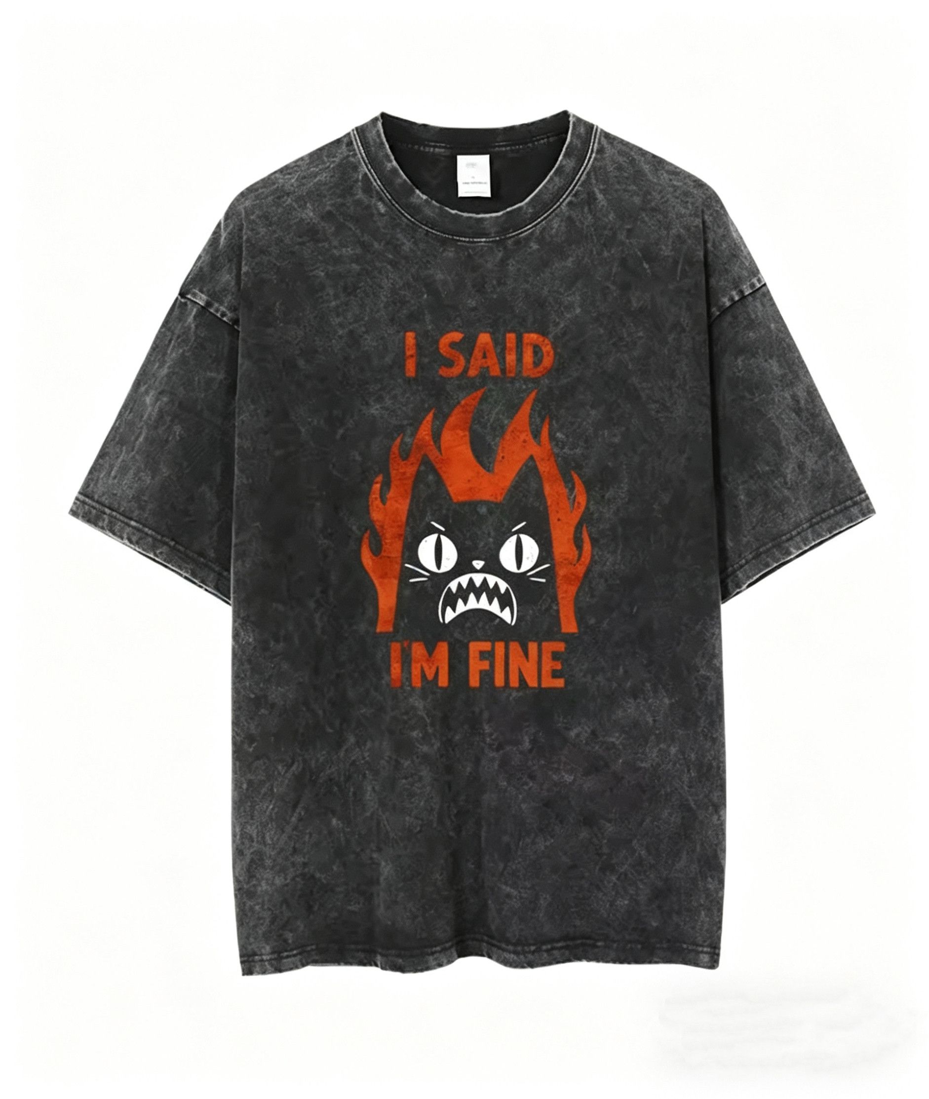 Other High Street IM Fine Angry Mad Cat Washed Black T-Shirt Size US L / EU 52-54 / 3 - 1 Thumbnail