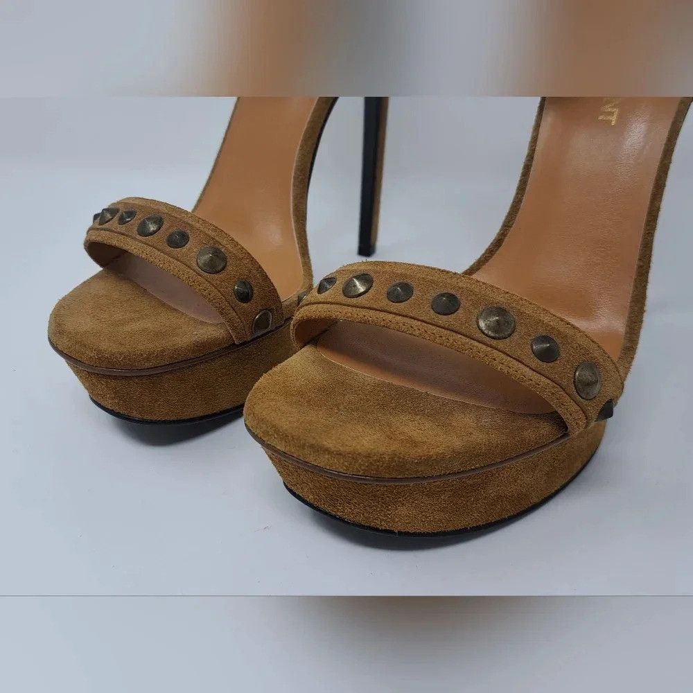 Saint Laurent Paris Saint Laurent Suede Ankle Strap Sandals Heels Buckle Metal Size US 7.5 / IT 37.5 - 6 Thumbnail