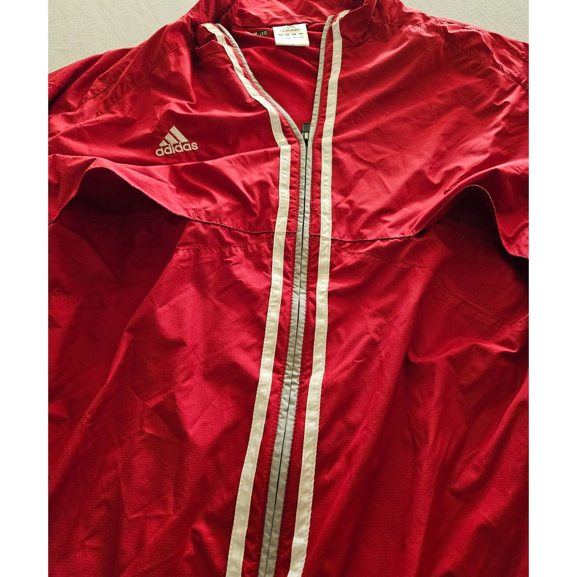 Adidas Adidas Climalite 3 Stripe Red White Full Zip Track Jacket Me Size US XL / EU 56 / 4 - 8 Thumbnail