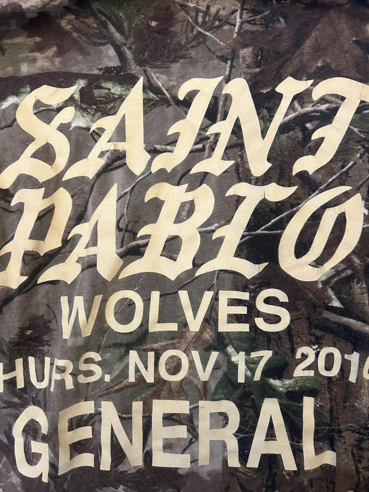Kanye West Saint Pablo 2016 Camo General Admission Tour Tee Size US L / EU 52-54 / 3 - 5 Thumbnail