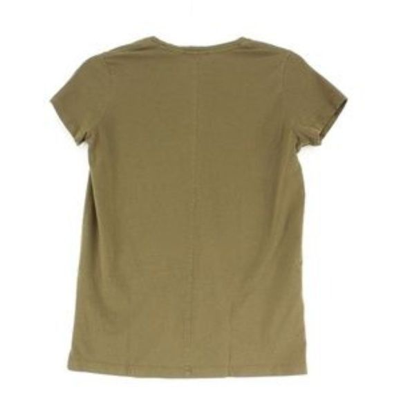 Zara Zara Womens Olive Green V-Neck Short Sleeve High Low Hem T-S Size S / US 4 / IT 40 - 2 Thumbnail