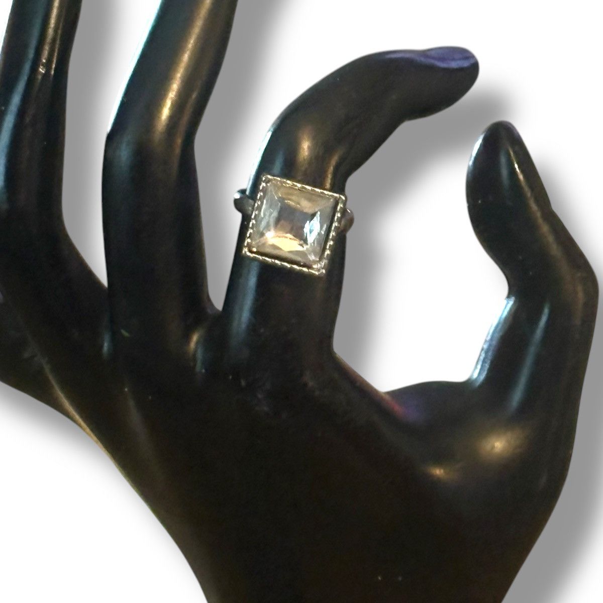 Vintage Vintage silver tone square clear rhinestone ring Size ONE SIZE - 3 Thumbnail