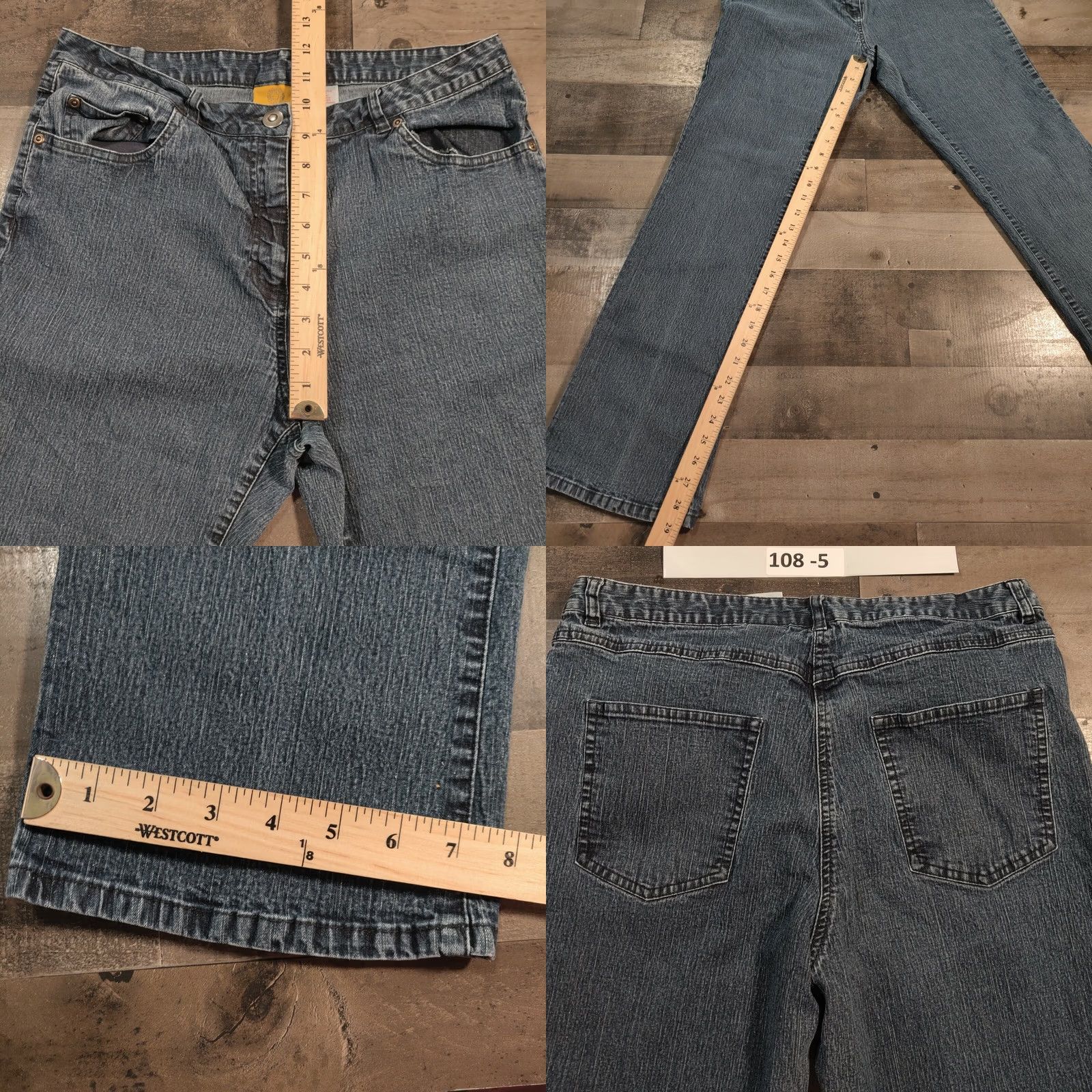 Vintage Ruby Rd. Women 12 Bootcut Jeans Mid-Rise Dark Wash Blue Denim Pockets Zip Closure Size 34" / US 12 / IT 48 - 8 Thumbnail