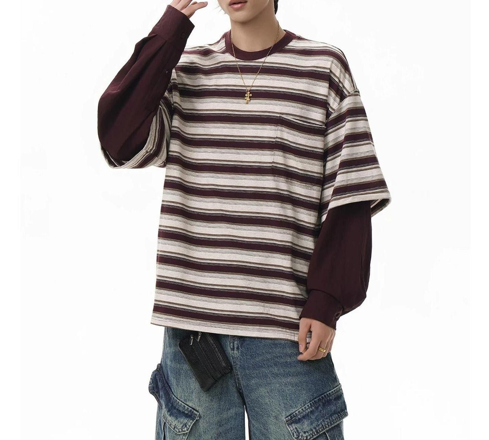 Other Faux-Layer Stripe Thin Pullover Sweatshirt Size US M / EU 48-50 / 2 - 4 Thumbnail