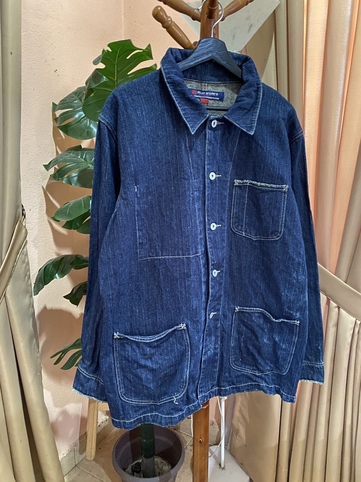 Japanese Brand Billy Stone’s Vintage Workwear Denim Jacket – Indigo Blue Size US XL / EU 56 / 4 - 4 Thumbnail