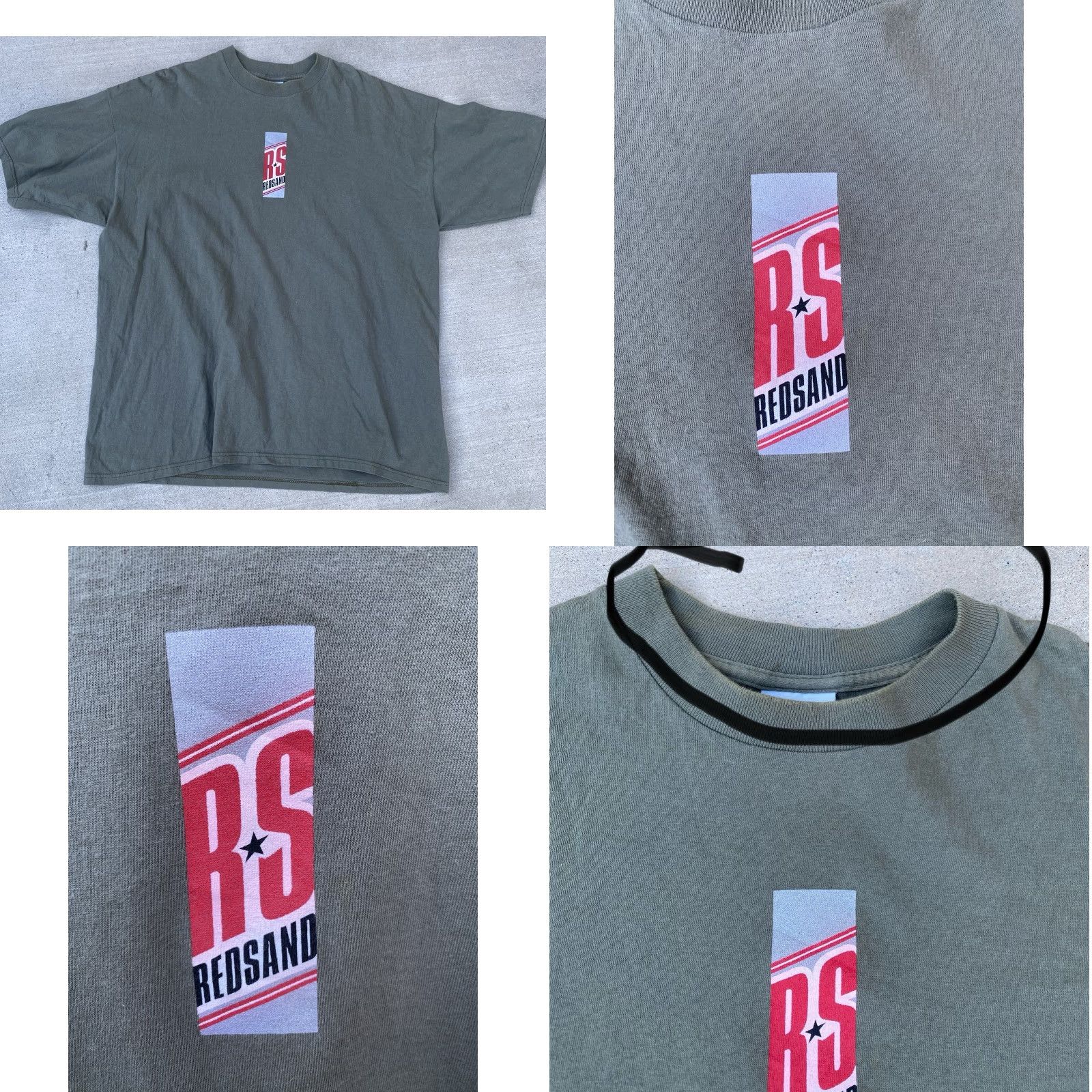 Vintage VINTAGE Redsand Made In USA T Shirt California Surf Skate Size XL Green 90s 1990s Graphic Print Front Back Mens Shortsleeve Size US XL / EU 56 / 4 - 9 Thumbnail