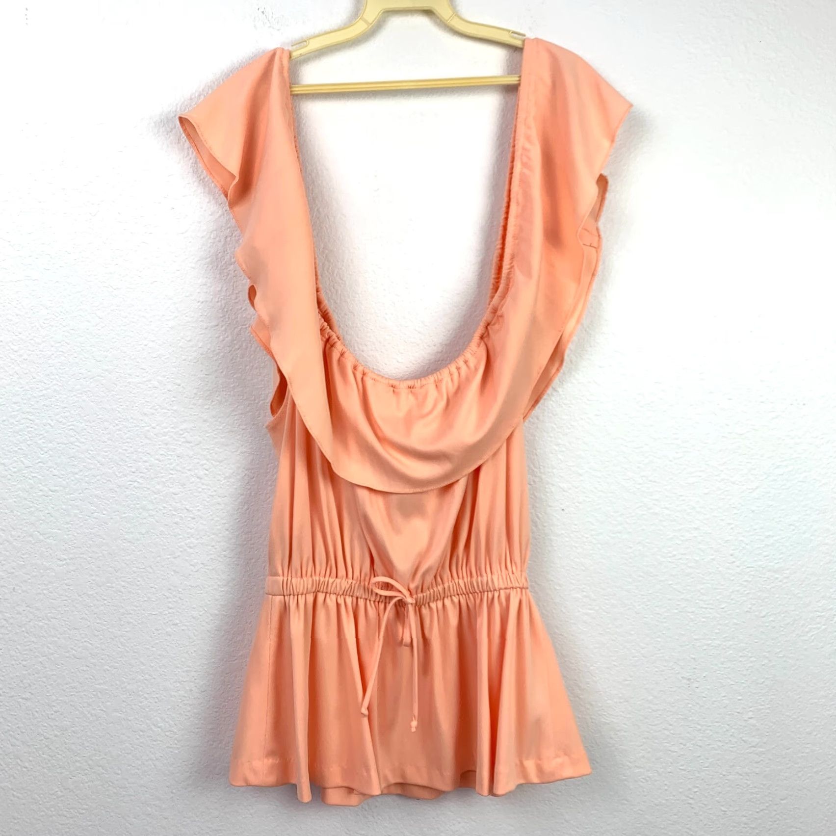 Vintage Vintage Peach Hippy Boho Off Shoulder Two-Piece Shirt Skirt Dress Outfit Size 18 Women Adults Sundress 1970s Holiday Casual United States Size XXS / US 00 / IT 34 - 6 Thumbnail