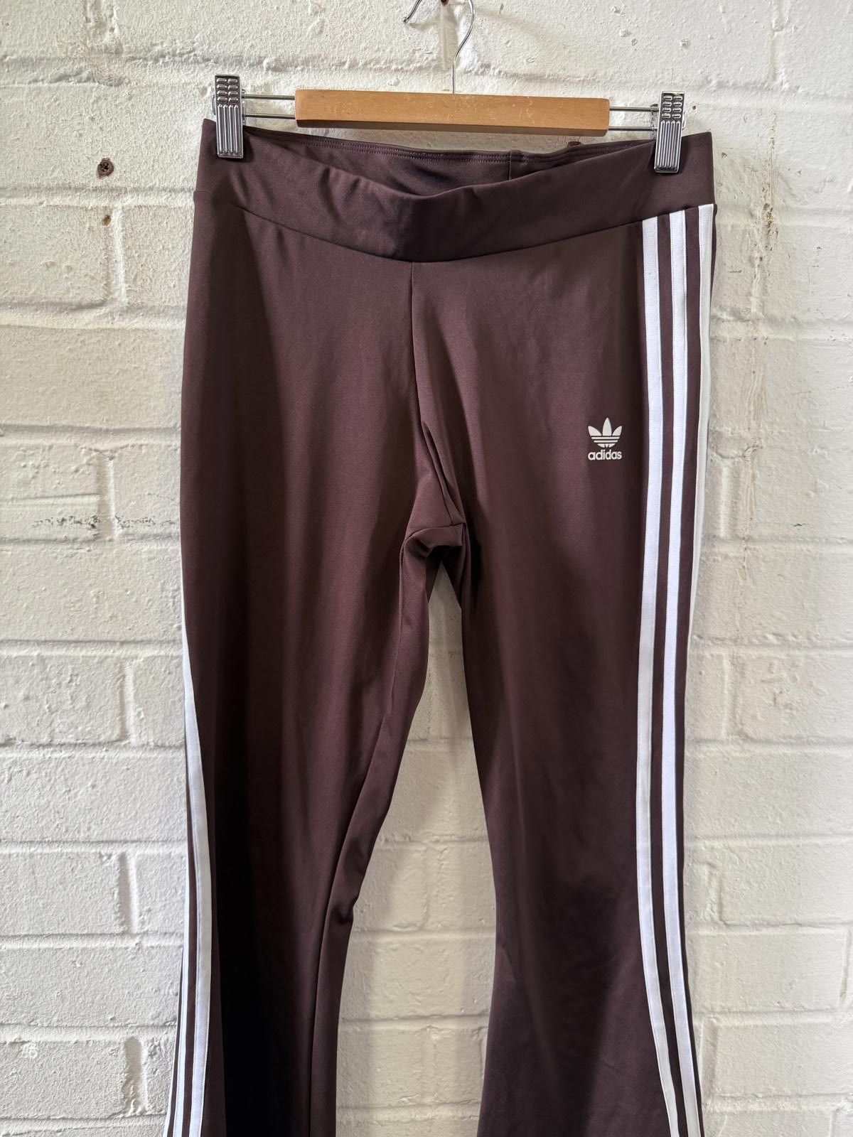 Adidas Adidas Women's Brown Flared Casual Pants with White Stripes Size 32" / US 10 / IT 46 - 2 Thumbnail