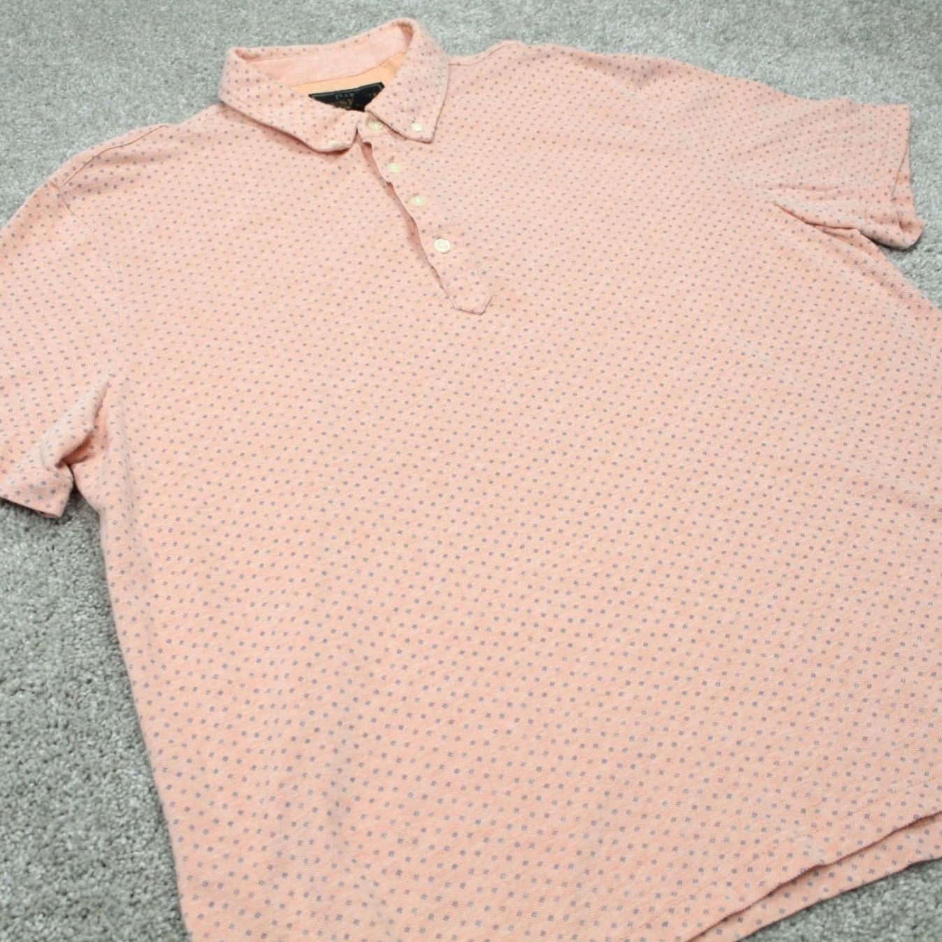Jos. A. Bank Jos A Bank Polo Shirt Mens XL Pink Geometric Cotton S/S Button-Down Regular Fit Size US XL / EU 56 / 4 - 5 Thumbnail