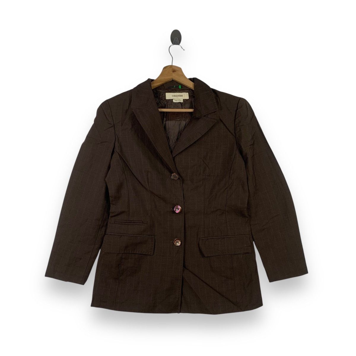 Vintage Vintage CARACTERE Made In Italy Brown Pinstripe 3 Button Size S / US 4 / IT 40 - 1 Thumbnail