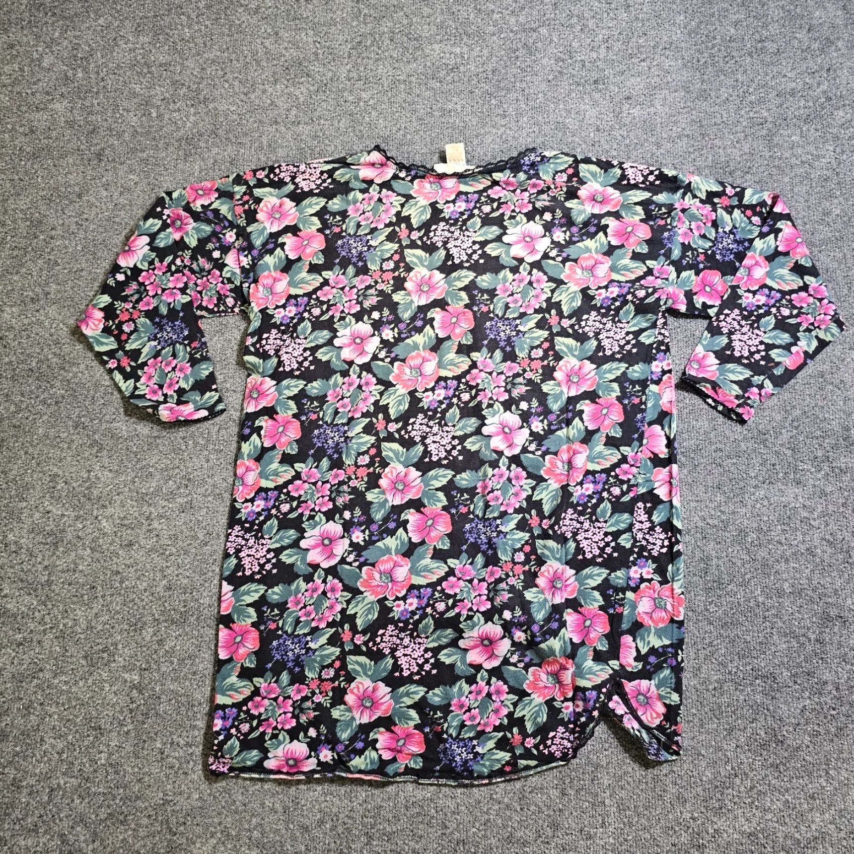 Victoria's Secret VINTAGE Victoria's Secret Nightgown Womens Large Black Floral Button Sleep Casual Size ONE SIZE - 7 Thumbnail