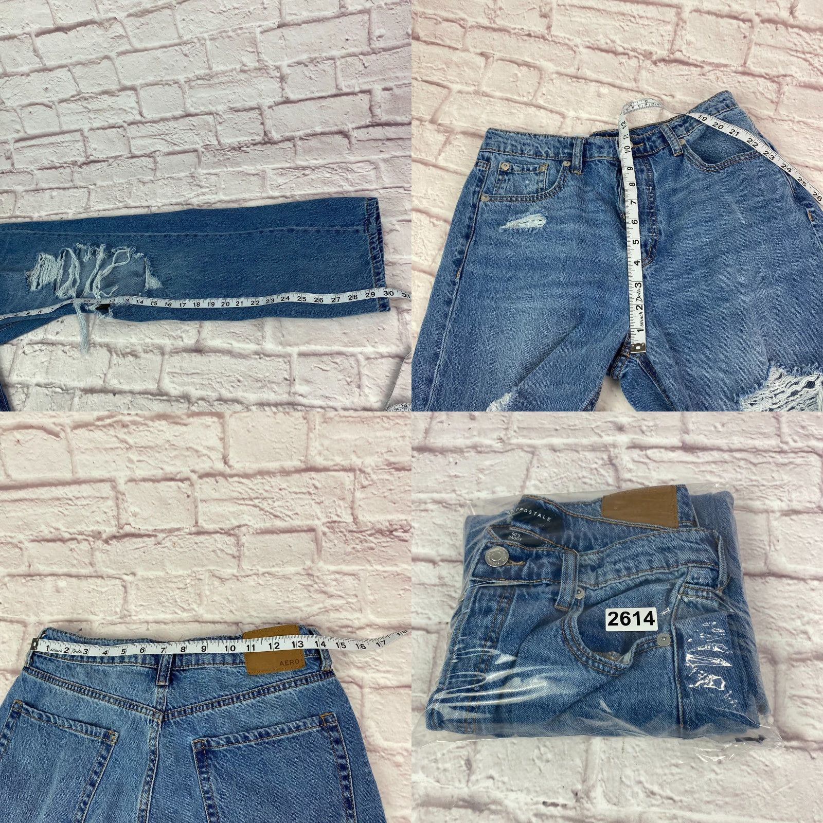 Vintage Aéropostale 90s Baggy Jeans Womens Size 8 High Rise Straight Distressed Button Fly Denim Blue 5-Pocket Design Jeans Womens Size 30" / US 8 / IT 44 - 9 Thumbnail