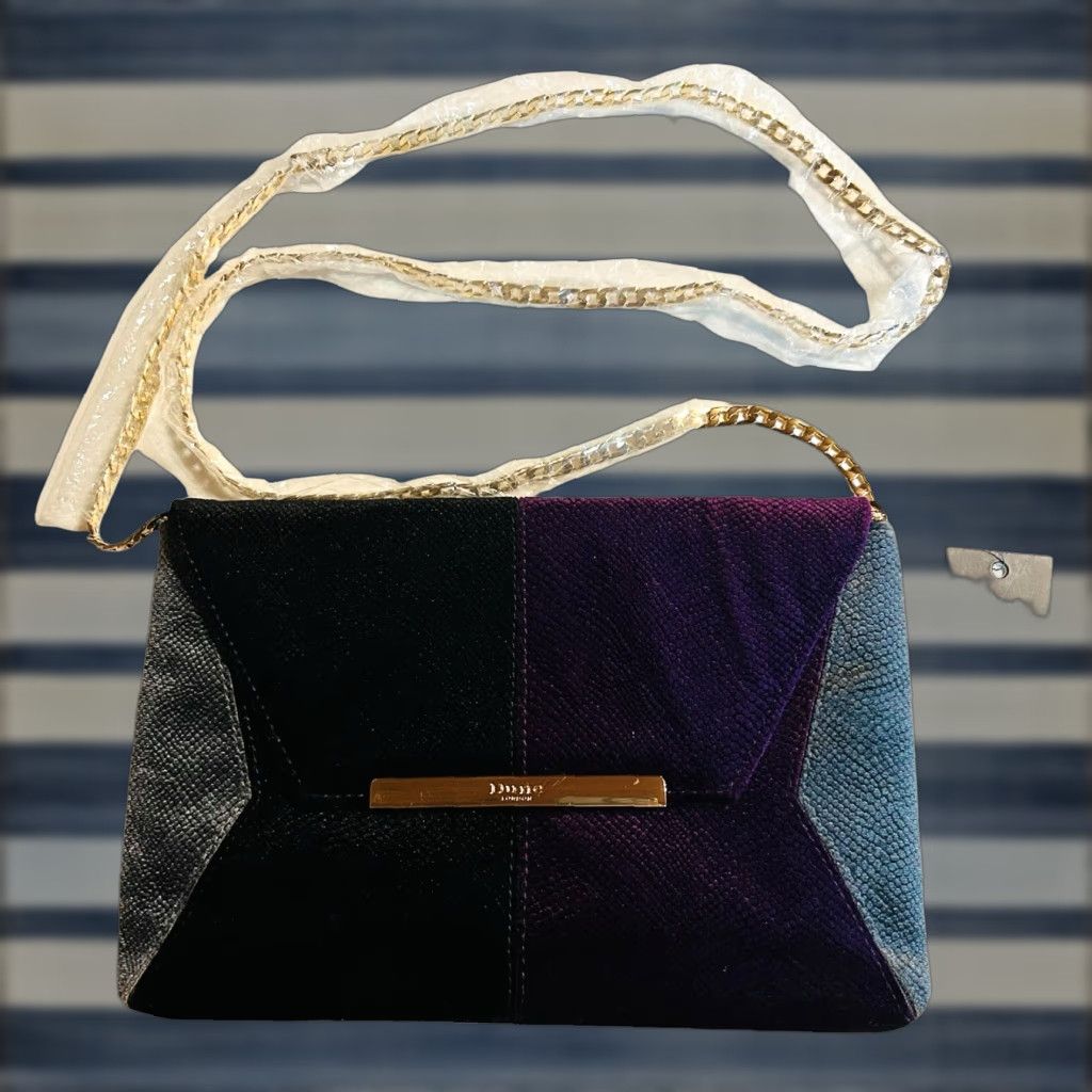 Vintage Dune London Crossbody Purse Black & Purple Velvet NWT Chain Strap Handbag Women VINTAGE? Size ONE SIZE - 1 Thumbnail