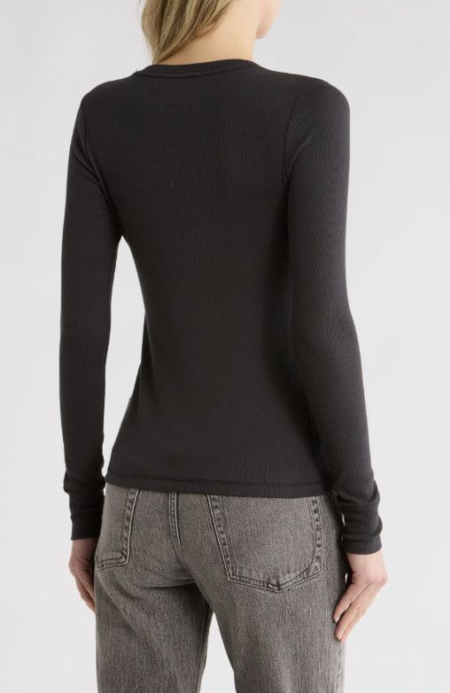 Rag & Bone Rag & Bone New York Essie Rib Henley Top Black ( L ) Size L / US 10 / IT 46 - 4 Thumbnail