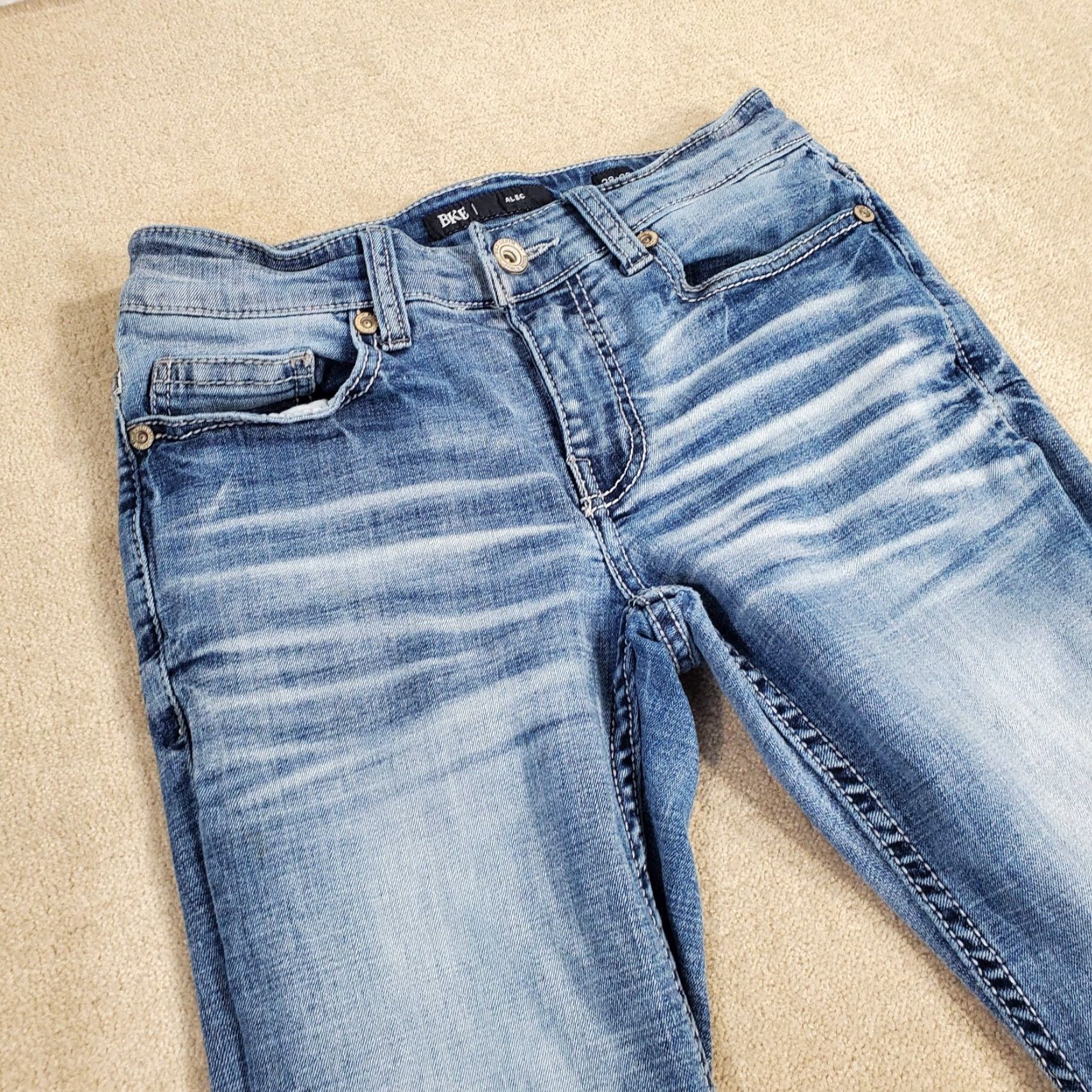 Vintage BKE Jeans Mens 28x32 Blue Alec Skinny Buckle Stretch Faded Medium Wash Denim Mens Size US 28 / EU 44 - 2 Thumbnail