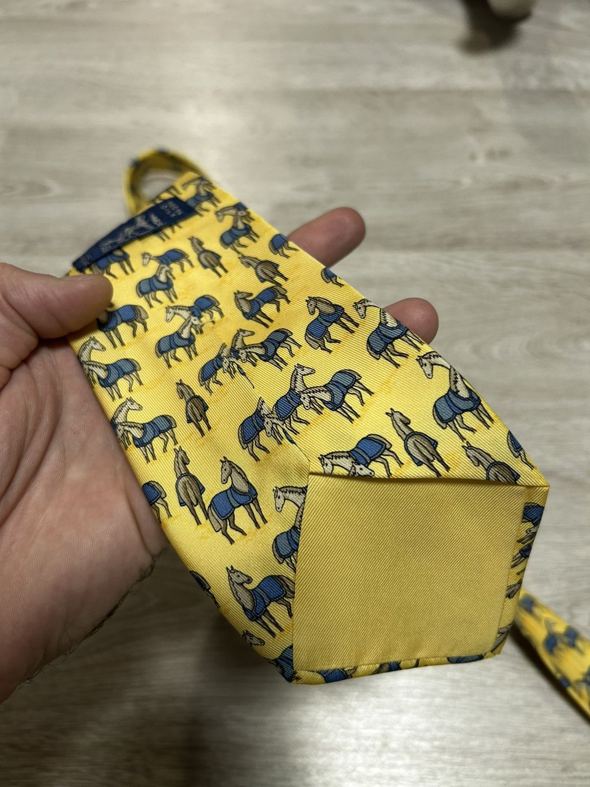 Hermes Hermes Tie Silk Horses yellow France Size ONE SIZE - 8 Thumbnail