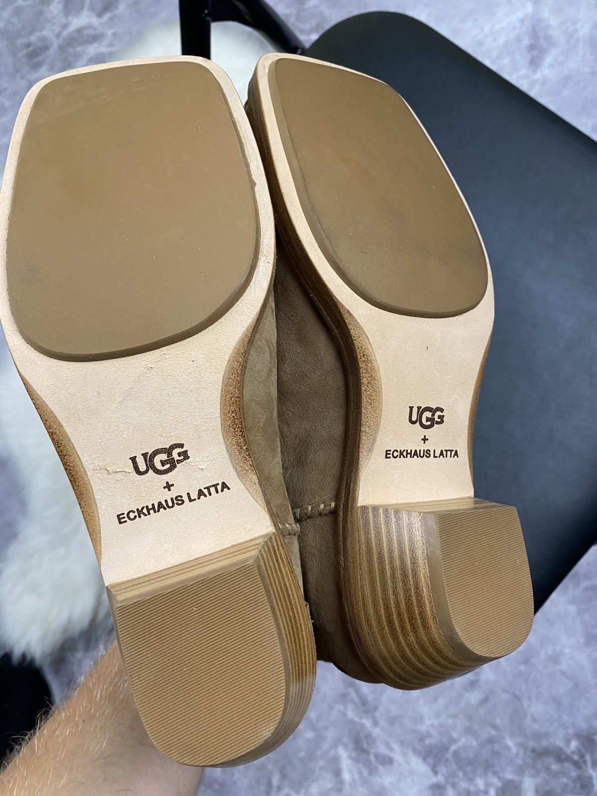 Eckhaus Latta Ugg X Eckhaus Latta Beige Leather Square Toe Boots Size: 38 Size US 8 / IT 38 - 11 Thumbnail