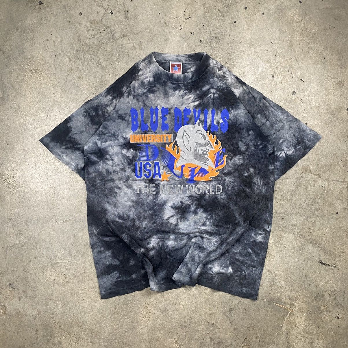 Vintage 90s Blue Devils University Tiedye Tee Size US L / EU 52-54 / 3 - 1 Thumbnail
