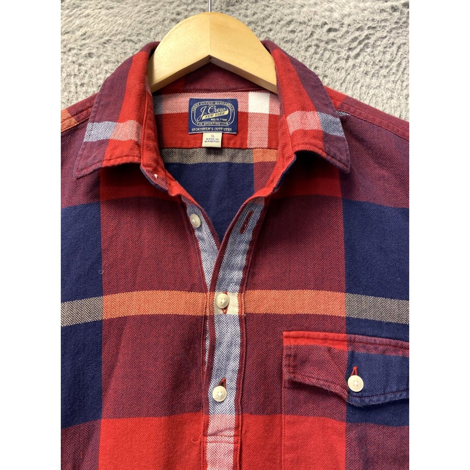J.Crew J.CREW New York Plaid Shirt Mens S Red Long Sleeve Button-Up Half Button Cotton Shirt Size US S / EU 44-46 / 1 - 3 Thumbnail
