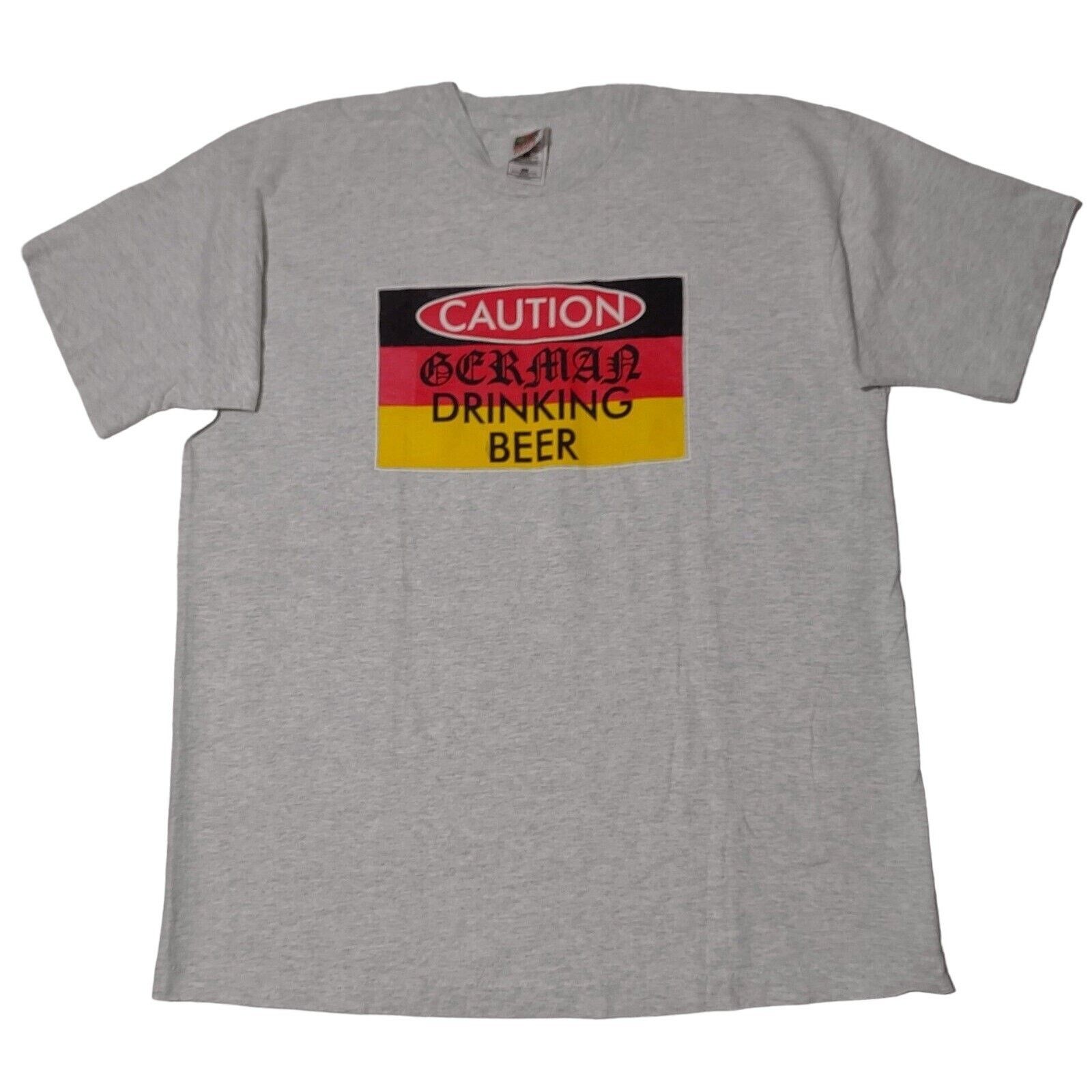 Fruit Of The Loom Vtg Fruit Of The Loom TShirt XL Caution German Drinking Beer Size US XL / EU 56 / 4 - 1 Thumbnail