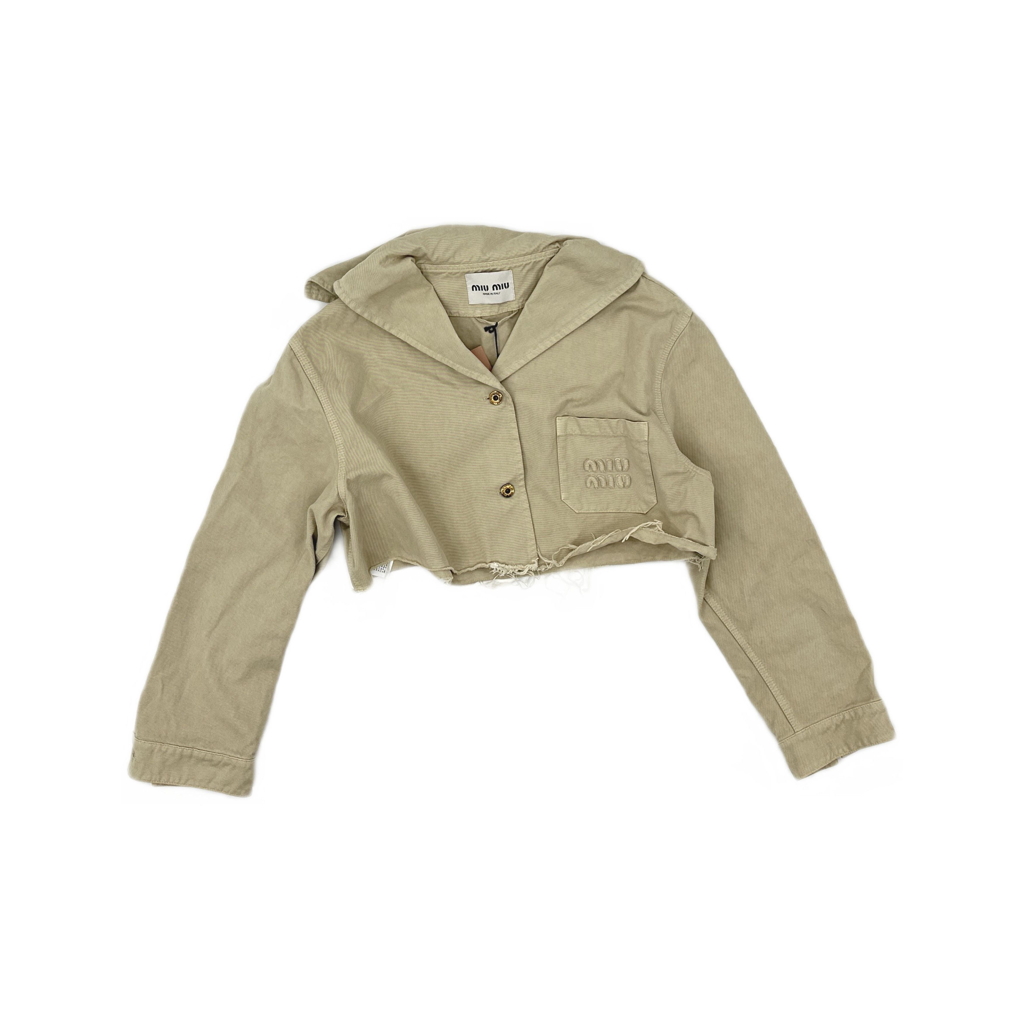 Miu Miu Miu Miu Beige Cotton Sailor Collar Jacket Size 40 Size S / US 4 / IT 40 - 1 Thumbnail