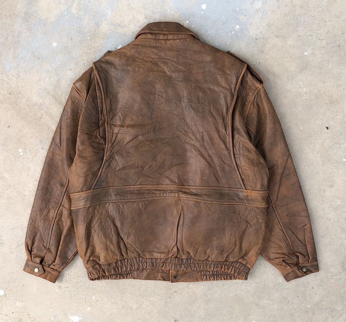 Vintage Vintage Skender Lined Fleece Leather Bomber Jacket Size US L / EU 52-54 / 3 - 8 Thumbnail