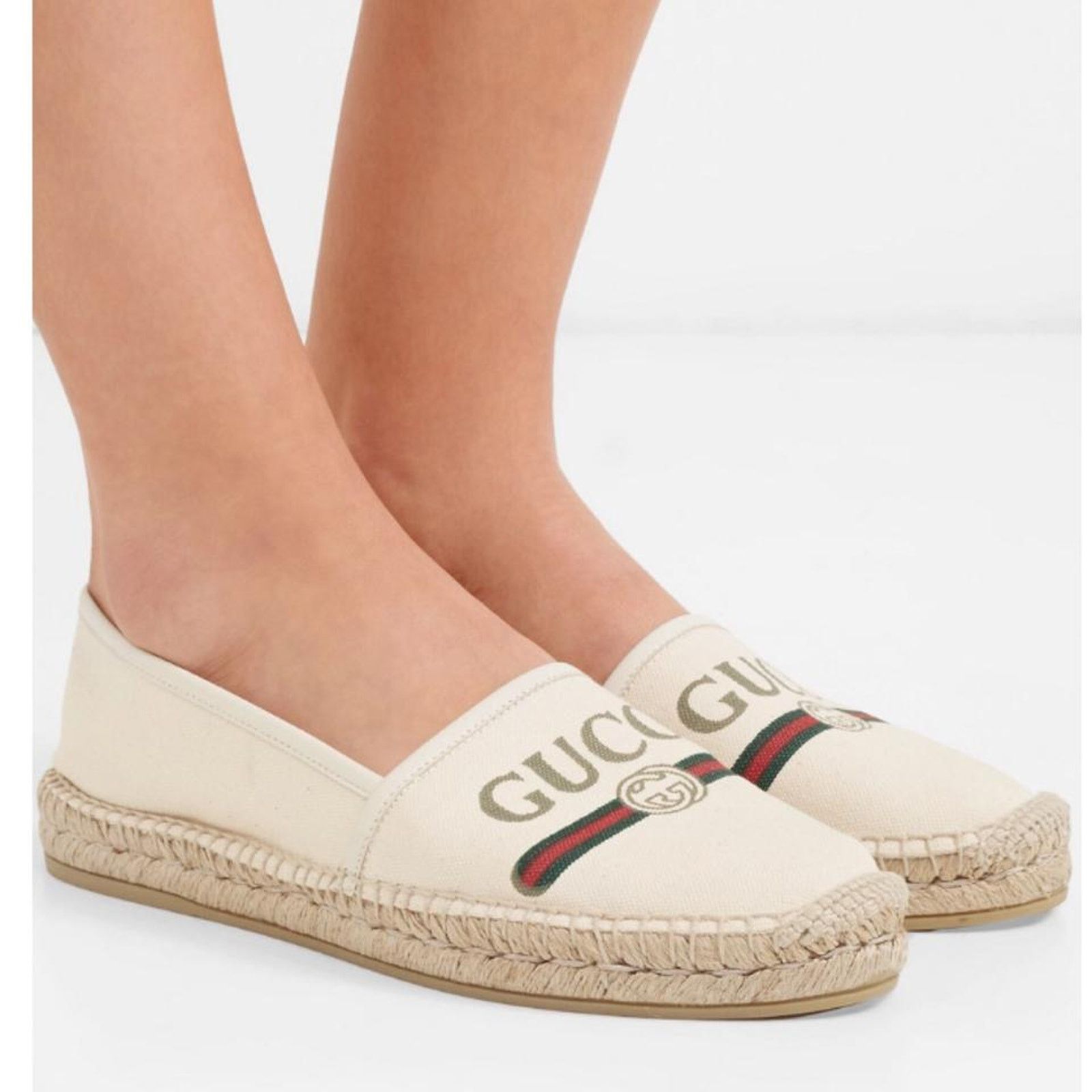 Gucci logo printed canvas espadrilles Size US 8.5 / IT 38.5 - 2 Thumbnail