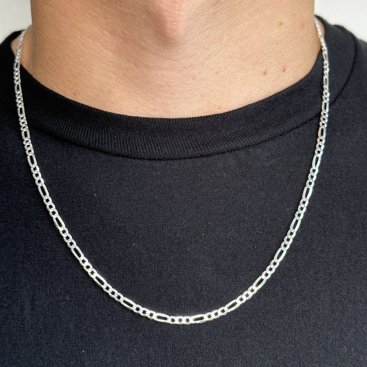 Sterling Silver Silver Chain Solid Silver Figaro Chain 3mm 22in Stamped 925 Size ONE SIZE - 1 Thumbnail