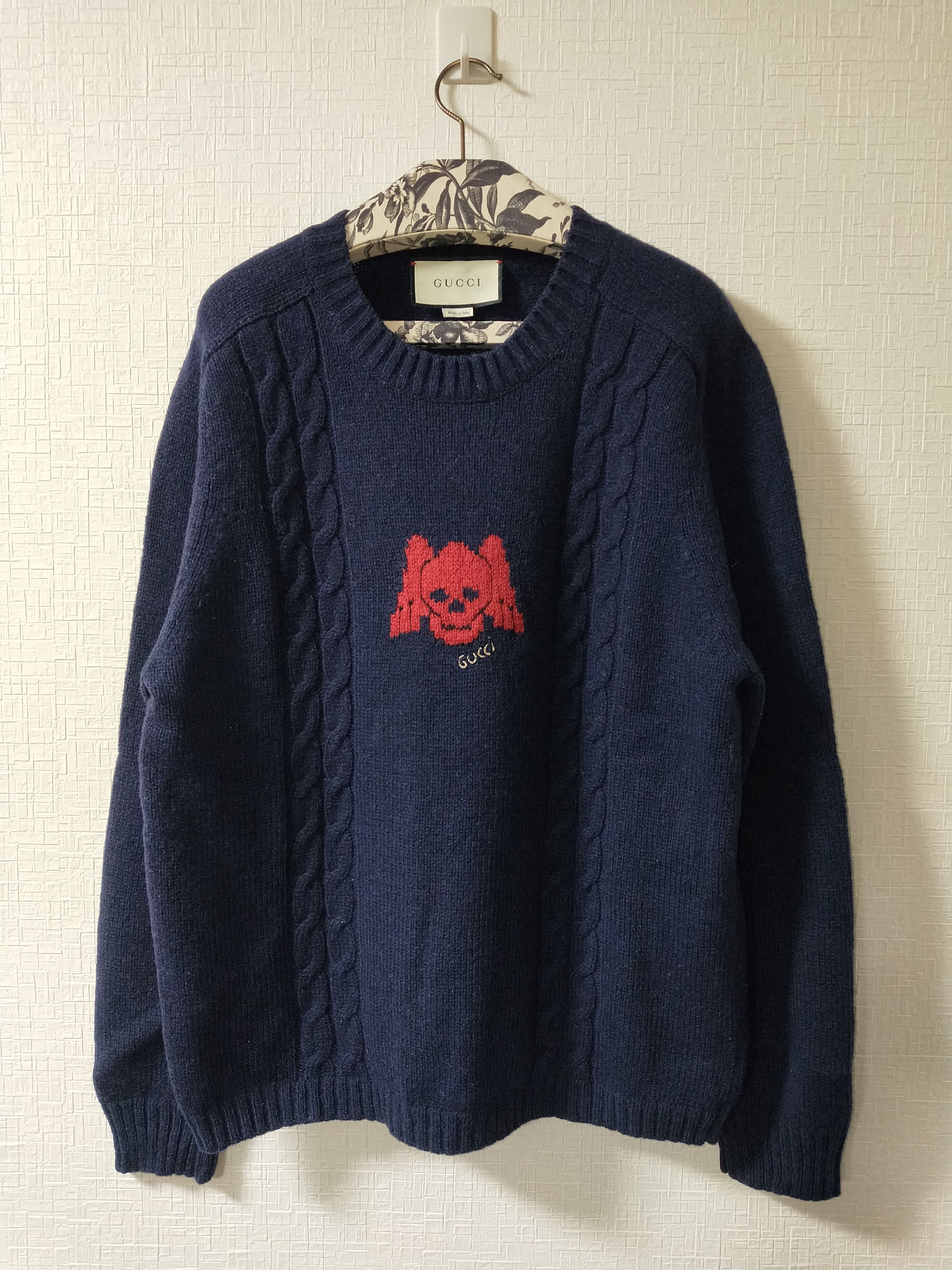 Pre-owned Gucci Skull Knit Sweater In Navy