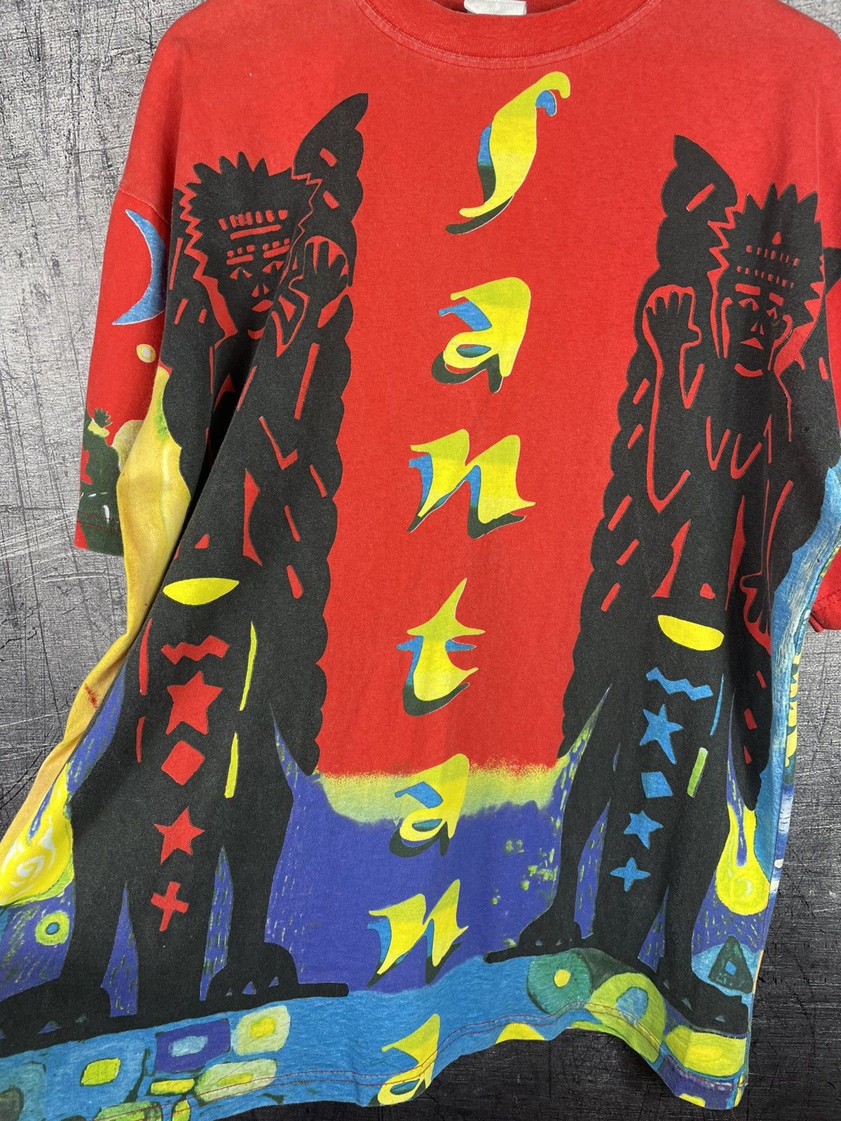 Band Tees Vintage 90s Carlos Santana Sacred Fire all-over print Tee Size US XL / EU 56 / 4 - 8 Thumbnail