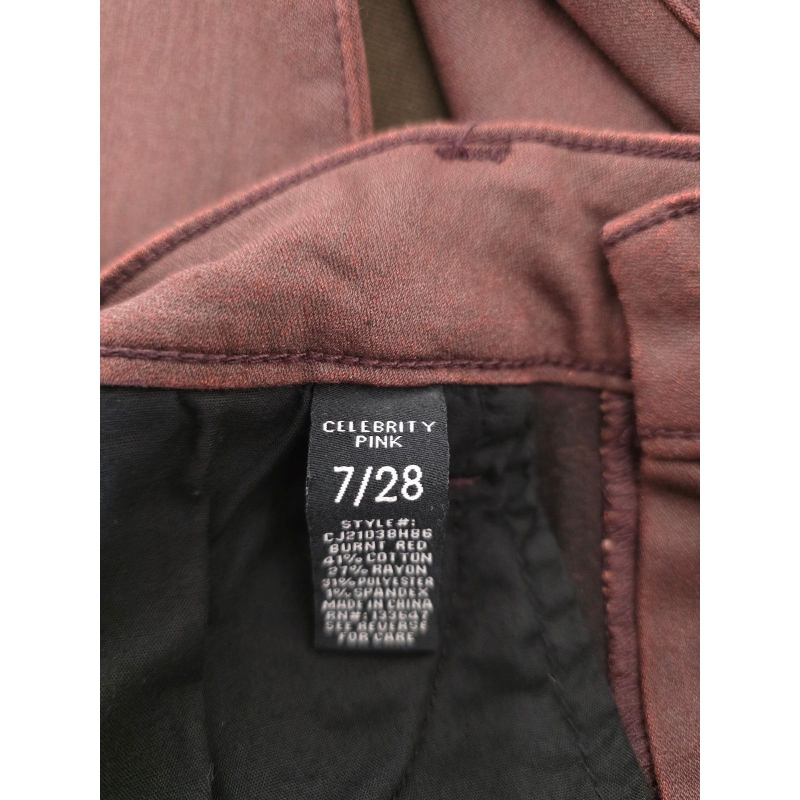 Other Women's Size 7/28 Celebrity Pink Burgandy Skinny Jeans So Cu Size 28" / US 6 / IT 42 - 2 Thumbnail