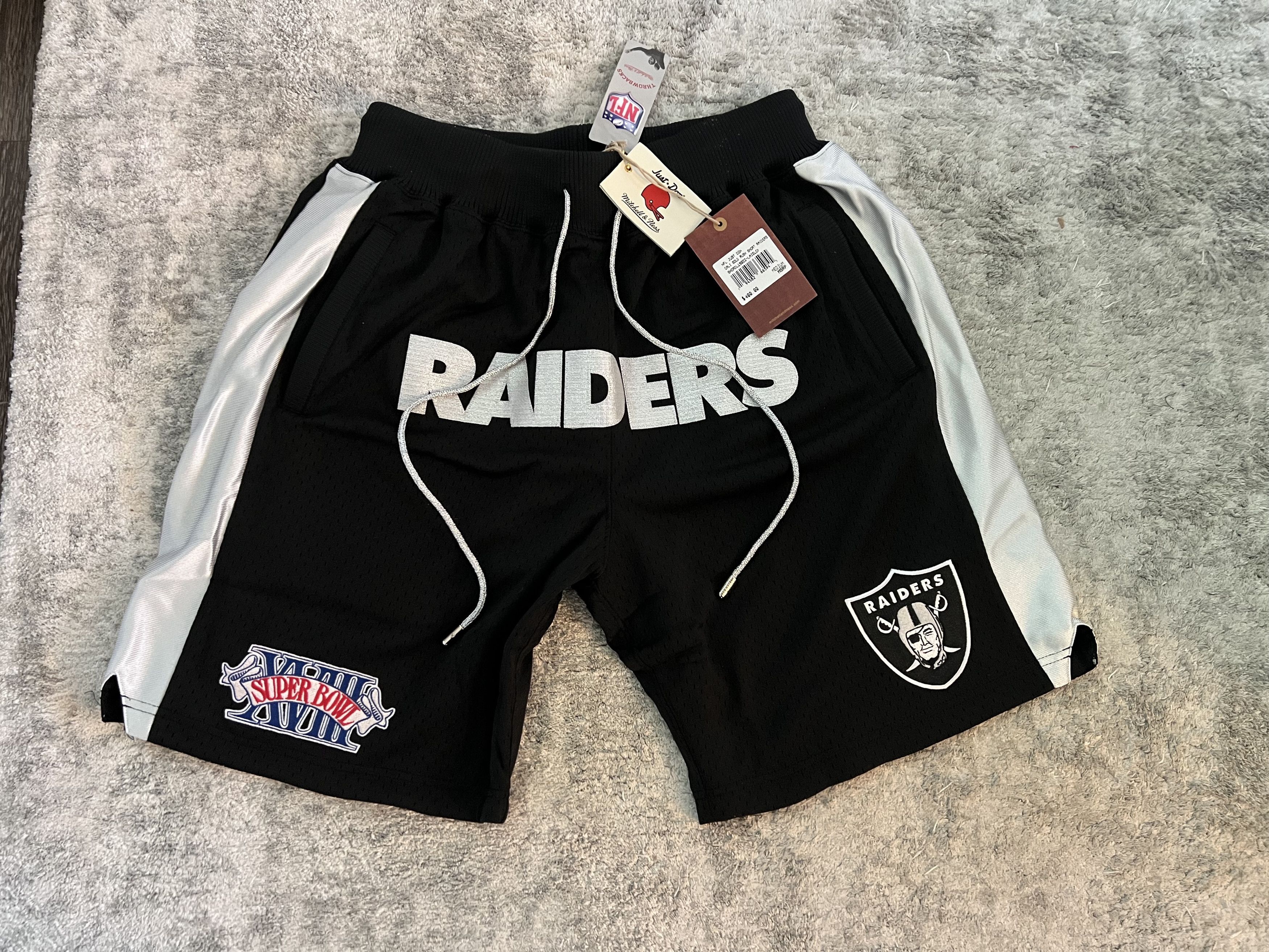 Image of Oakland Raiders Just Don X Mitchell & Ness Nfl Shorts in Black, Men's (Size 30)