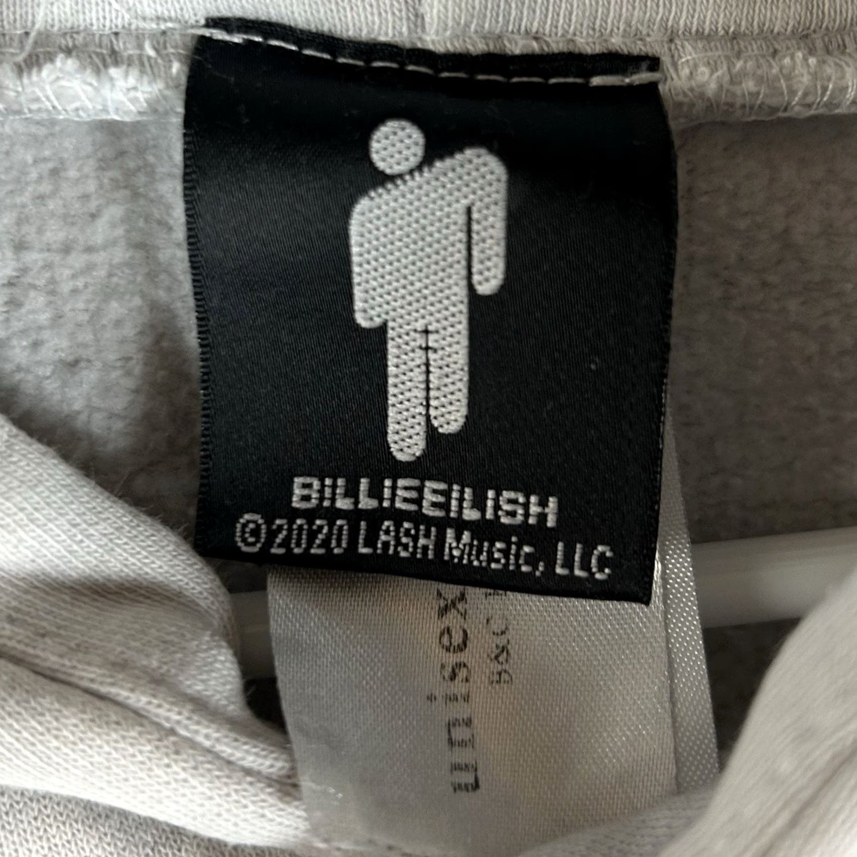 Vintage BILLIE EILISH Hoodie Mens Unisex XXL White Graphic Print STAINED Airbrush Flames Crew Hooded Pocket Size US XXL / EU 58 / 5 - 4 Thumbnail