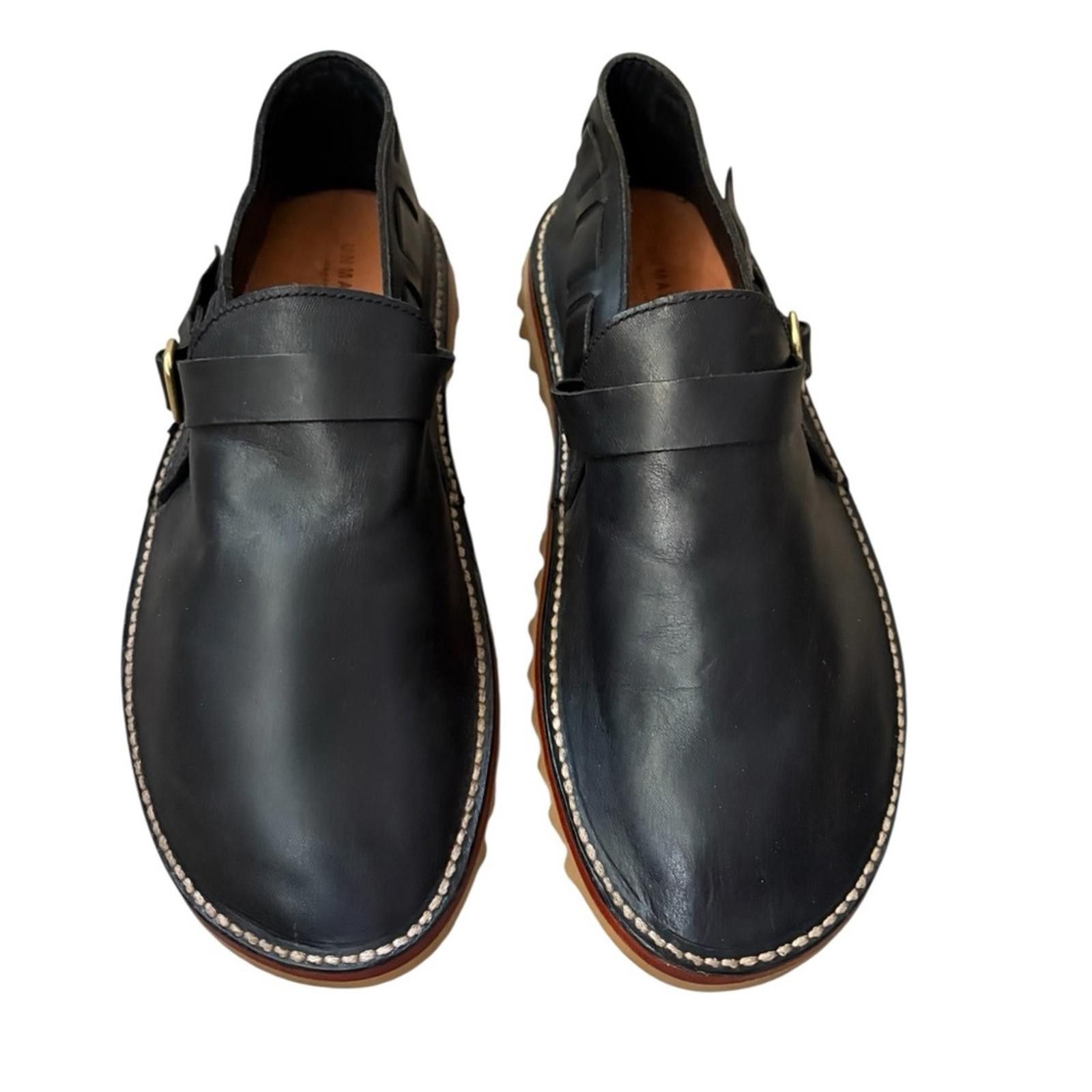 Other Unmarked Handcrafted Stitch Down Black Leather Loafers Size US 12 / EU 45 - 2 Thumbnail