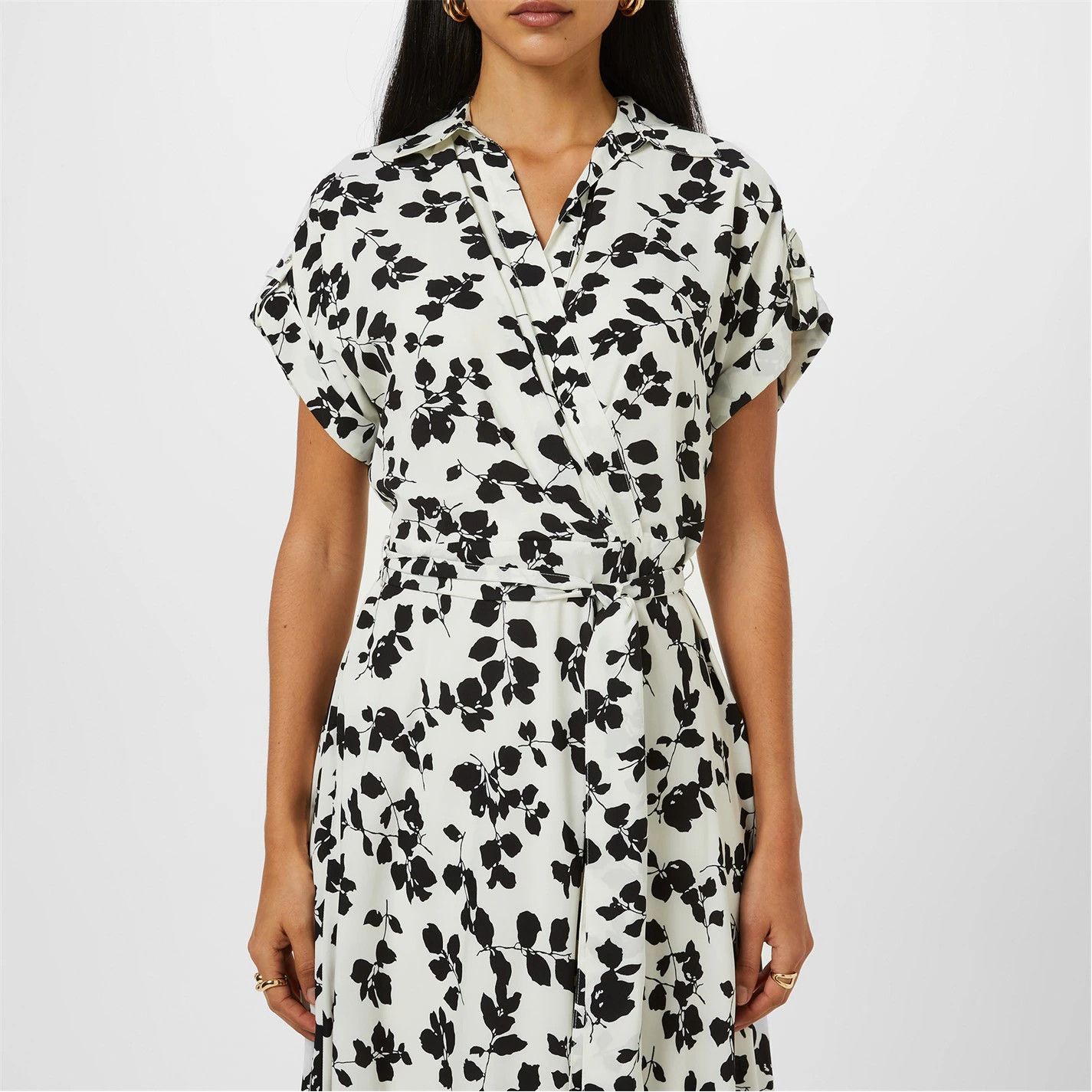 Lauren Ralph Lauren o1g2r1mq0825 Fratillio Short Sleeve Dress in Cream/Black Size XS / US 0-2 / IT 36-38 - 2 Thumbnail