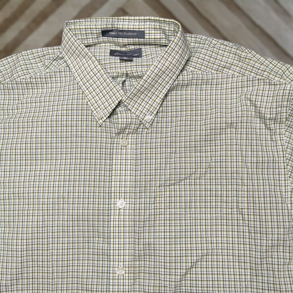 Eddie Bauer VINTAGE Eddie Bauer Shirt Men Big & Tall XLT Wrinkled Free Relaxed Fit Green Check Short Sleeve Button-Up Shirt Size US XL / EU 56 / 4 - 1 Thumbnail