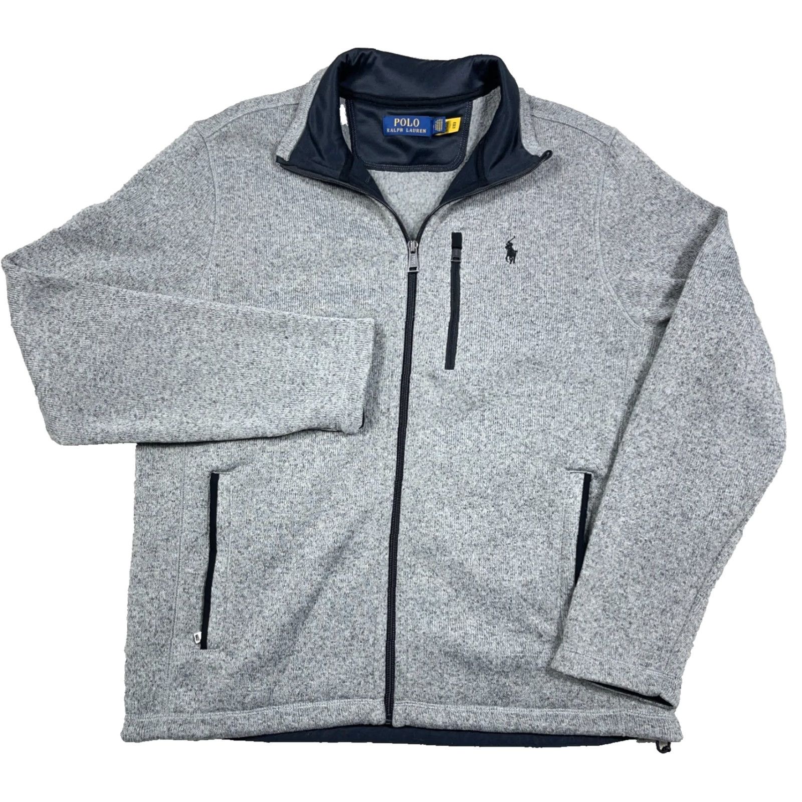 Polo Ralph Lauren Polo Ralph Lauren Jacket Men M Gray Full Zip Mock Neck Fleece Heather PRL | Track Jacket | Sports Classic Size US M / EU 48-50 / 2 - 2 Thumbnail
